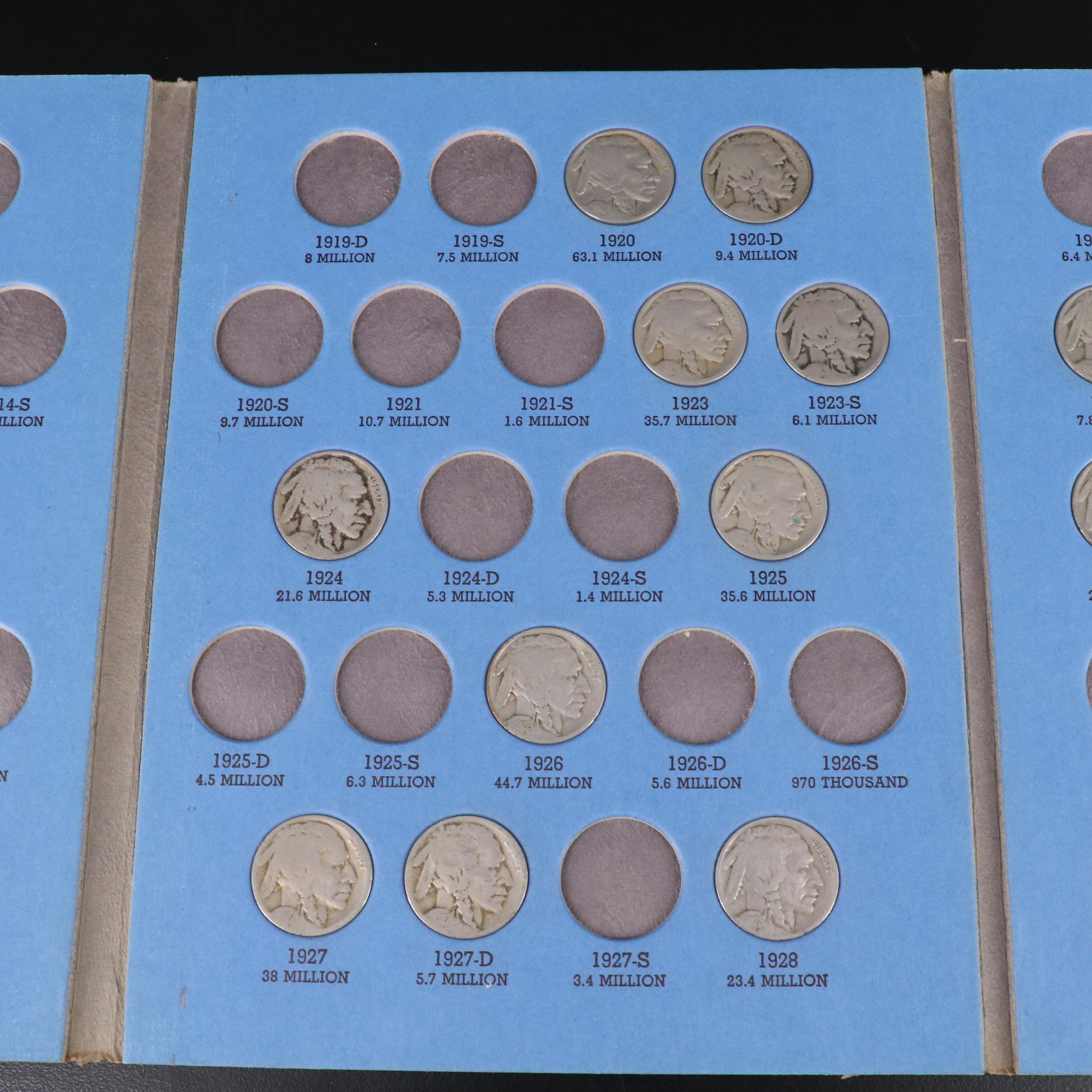 Three Whitman Folders with American Coins Including Buffalo Nickels