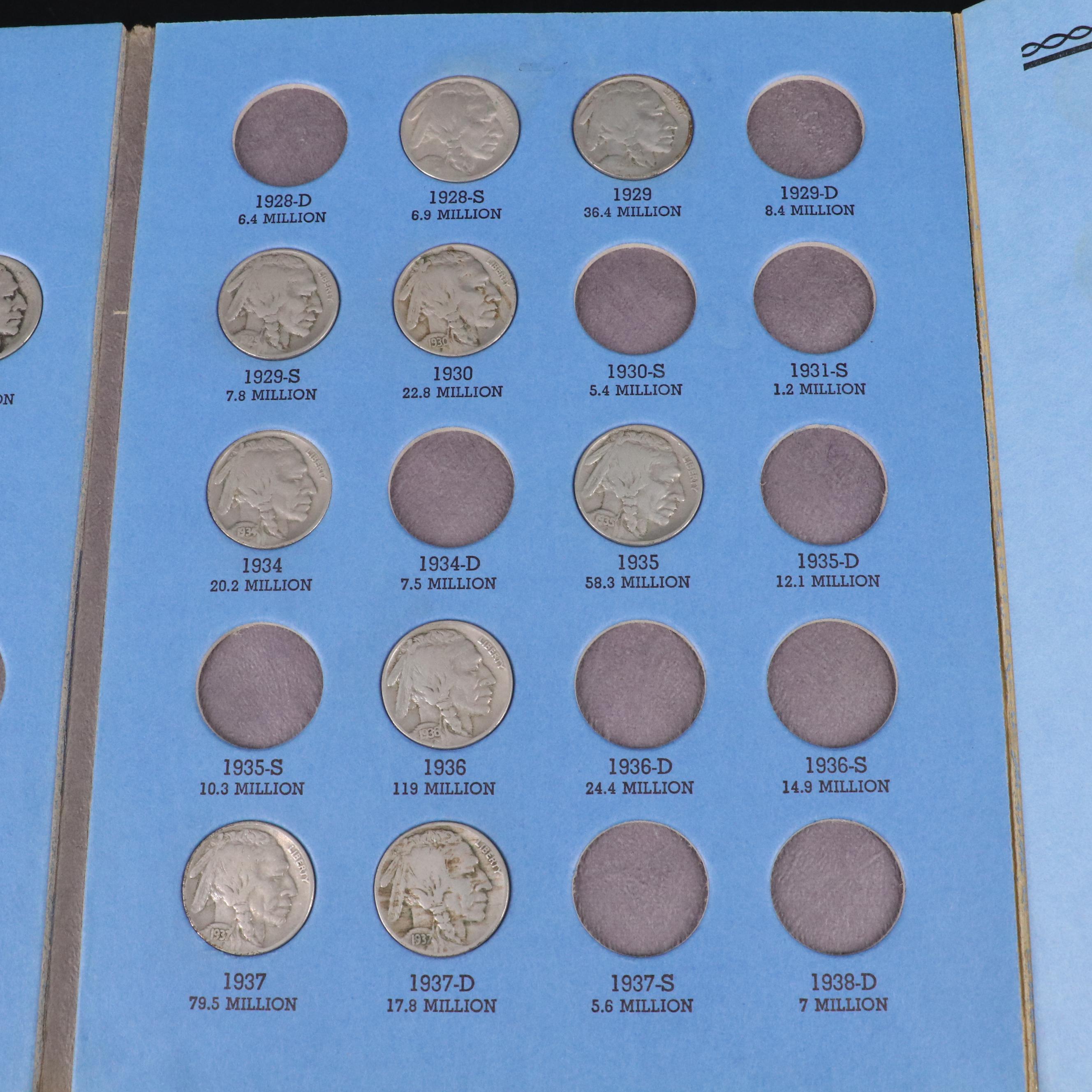 Three Whitman Folders with American Coins Including Buffalo Nickels