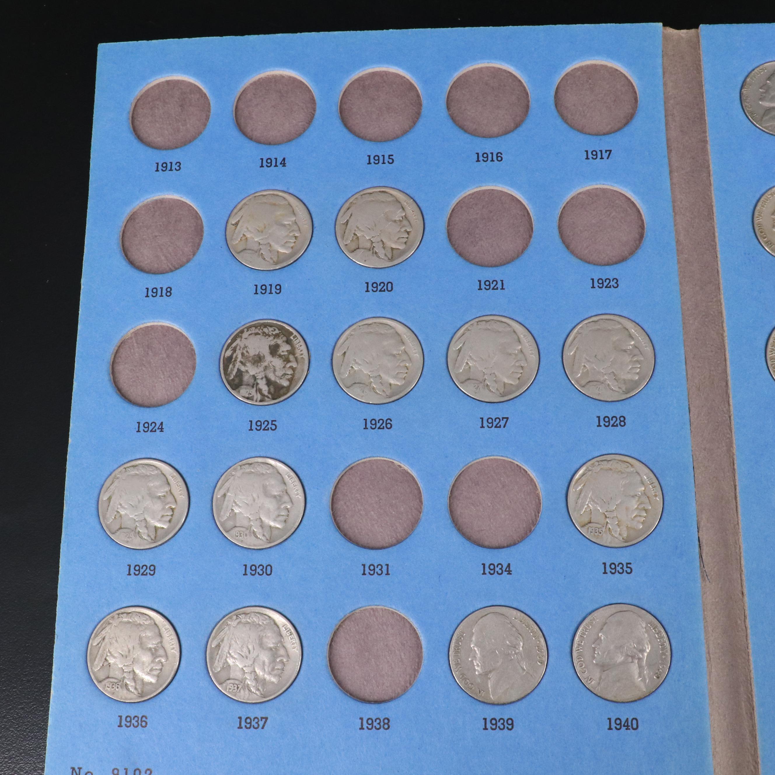 Three Whitman Folders with American Coins Including Buffalo Nickels