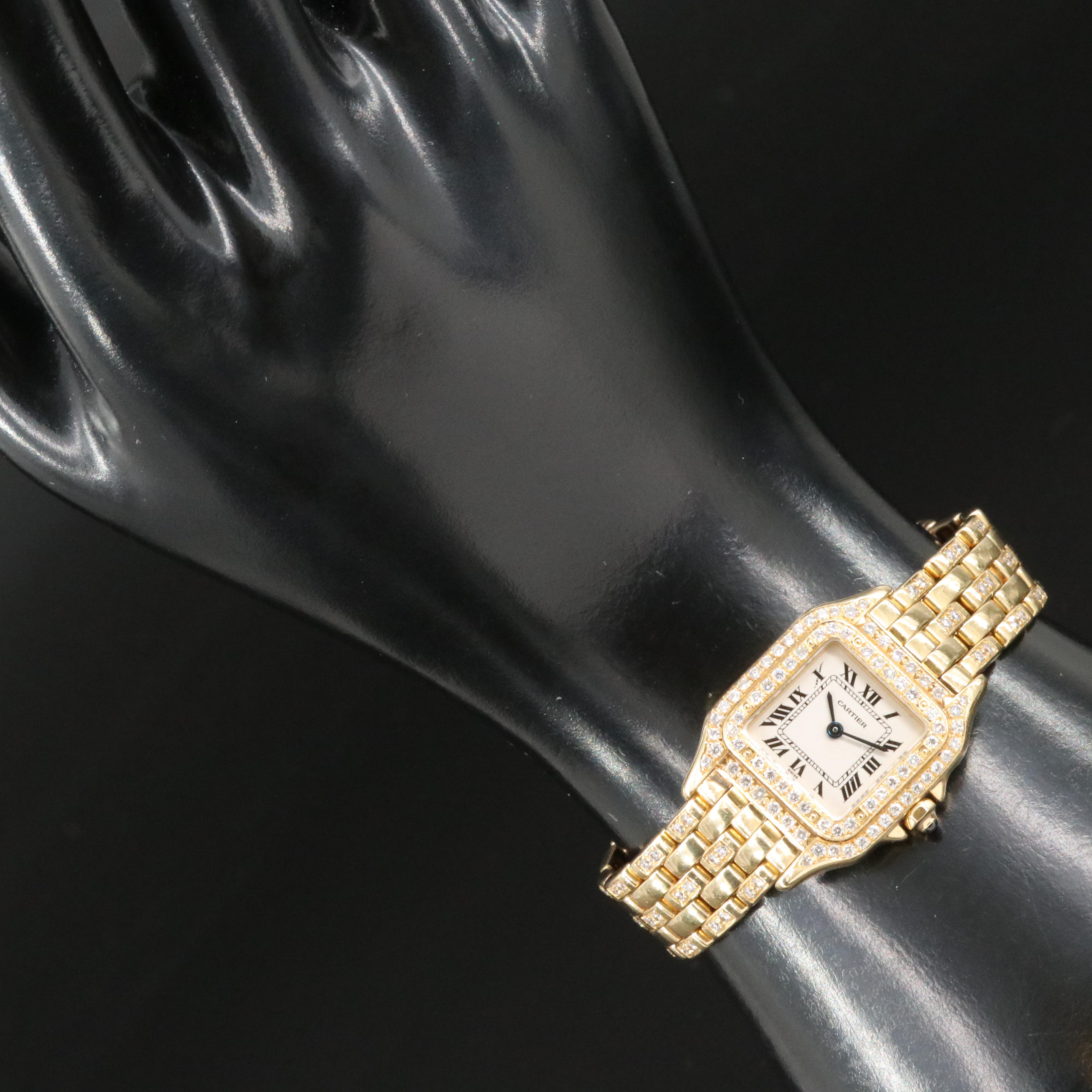 Cartier Panthère 1.71 CTW Custom Diamond 18K Gold Watch