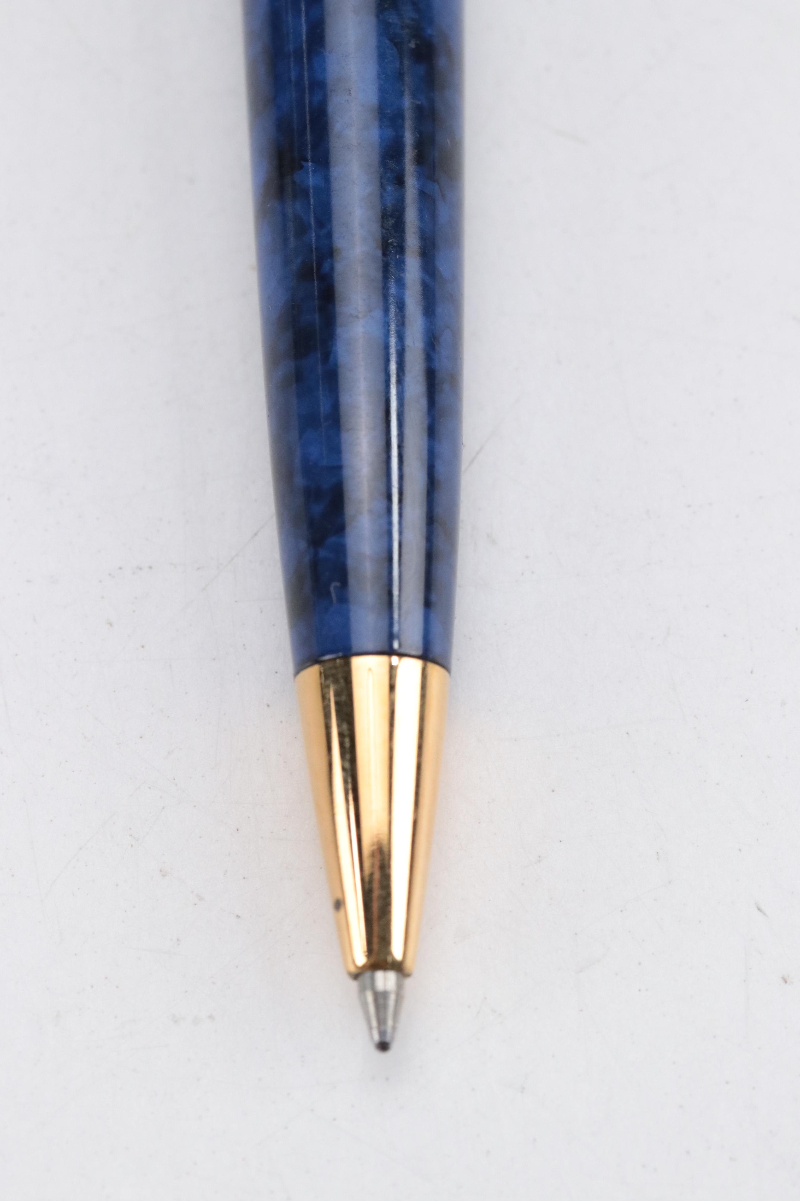 Waterman "Expert" Blue Marble Laquer Ballpoint Pen with Other Pens