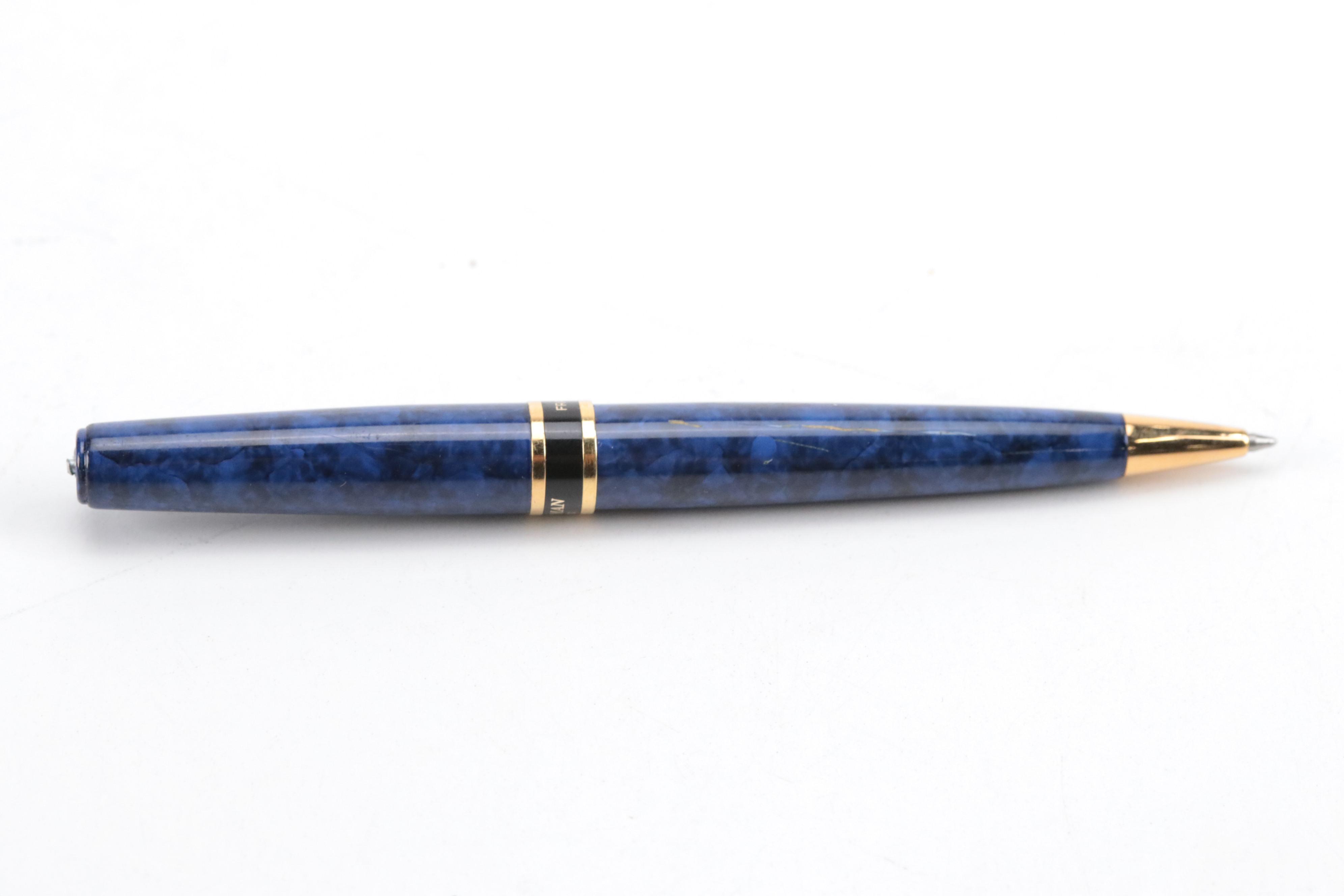 Waterman "Expert" Blue Marble Laquer Ballpoint Pen with Other Pens
