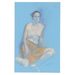 Paul Wagener Nude Figure Study Pastel Drawing, Late 20th Century