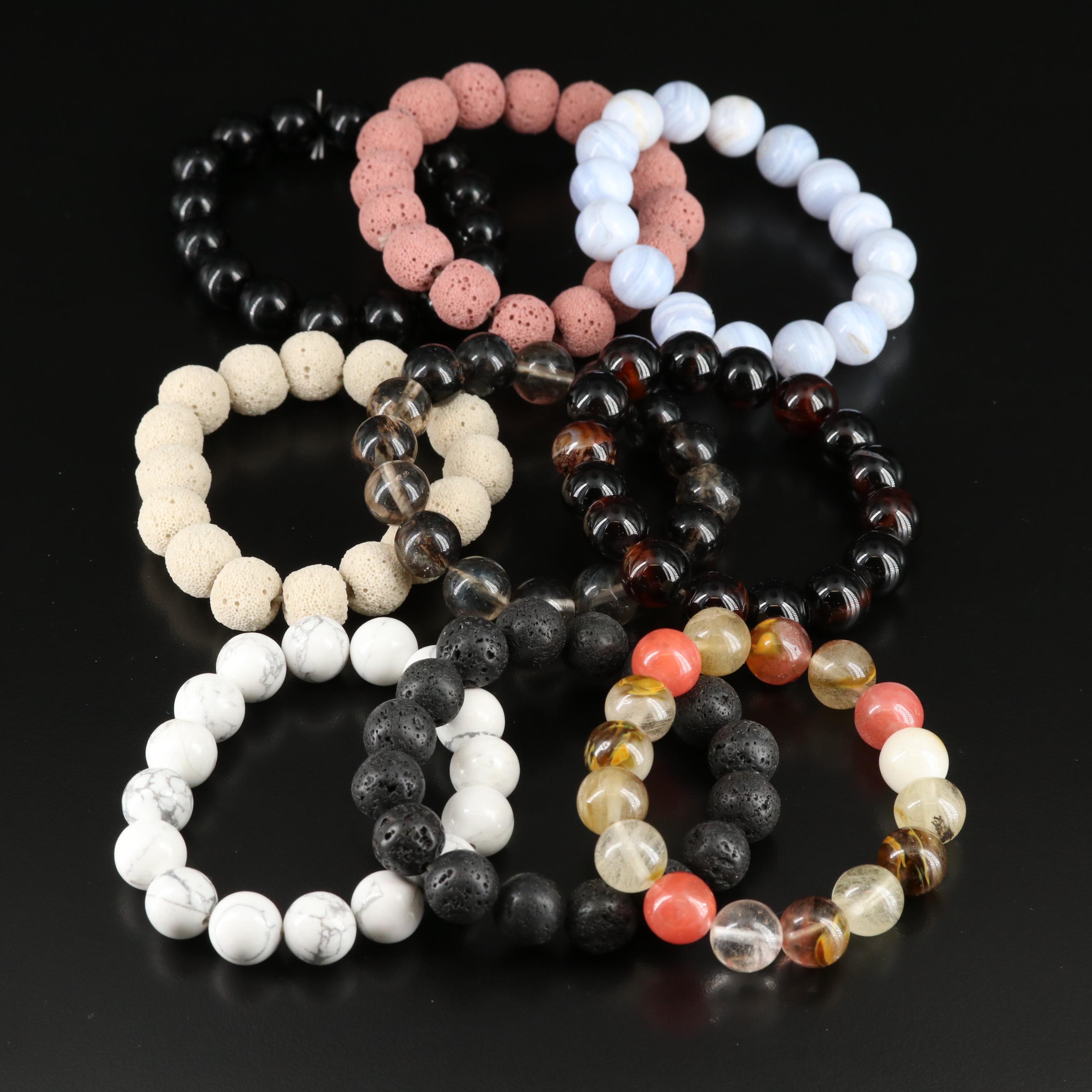 Agate, Coral and Glass Featured in Bracelet Collection