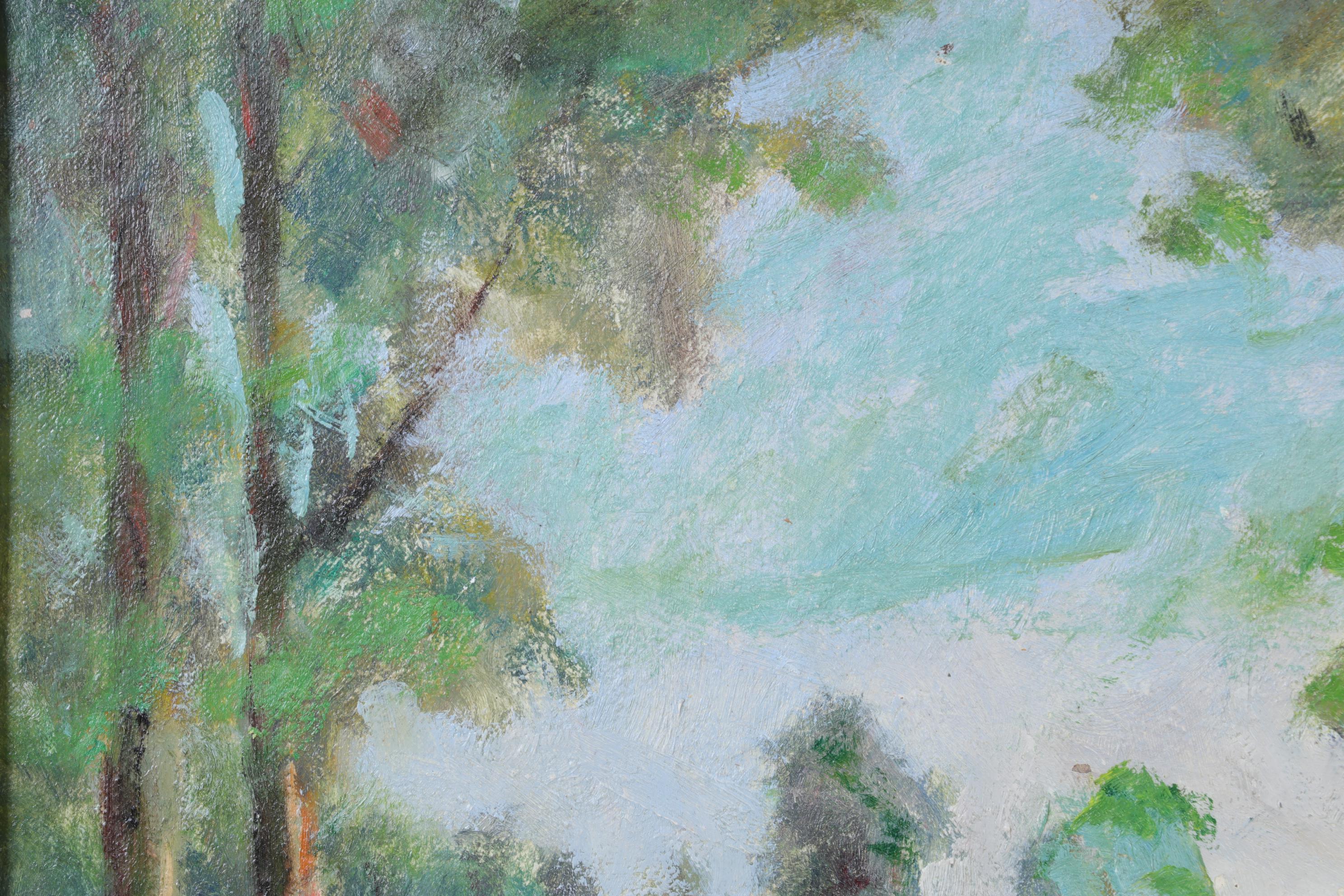 George Baom Landscape Oil Painting "Bay on Lake Michigan," Early to Mid 20th C.