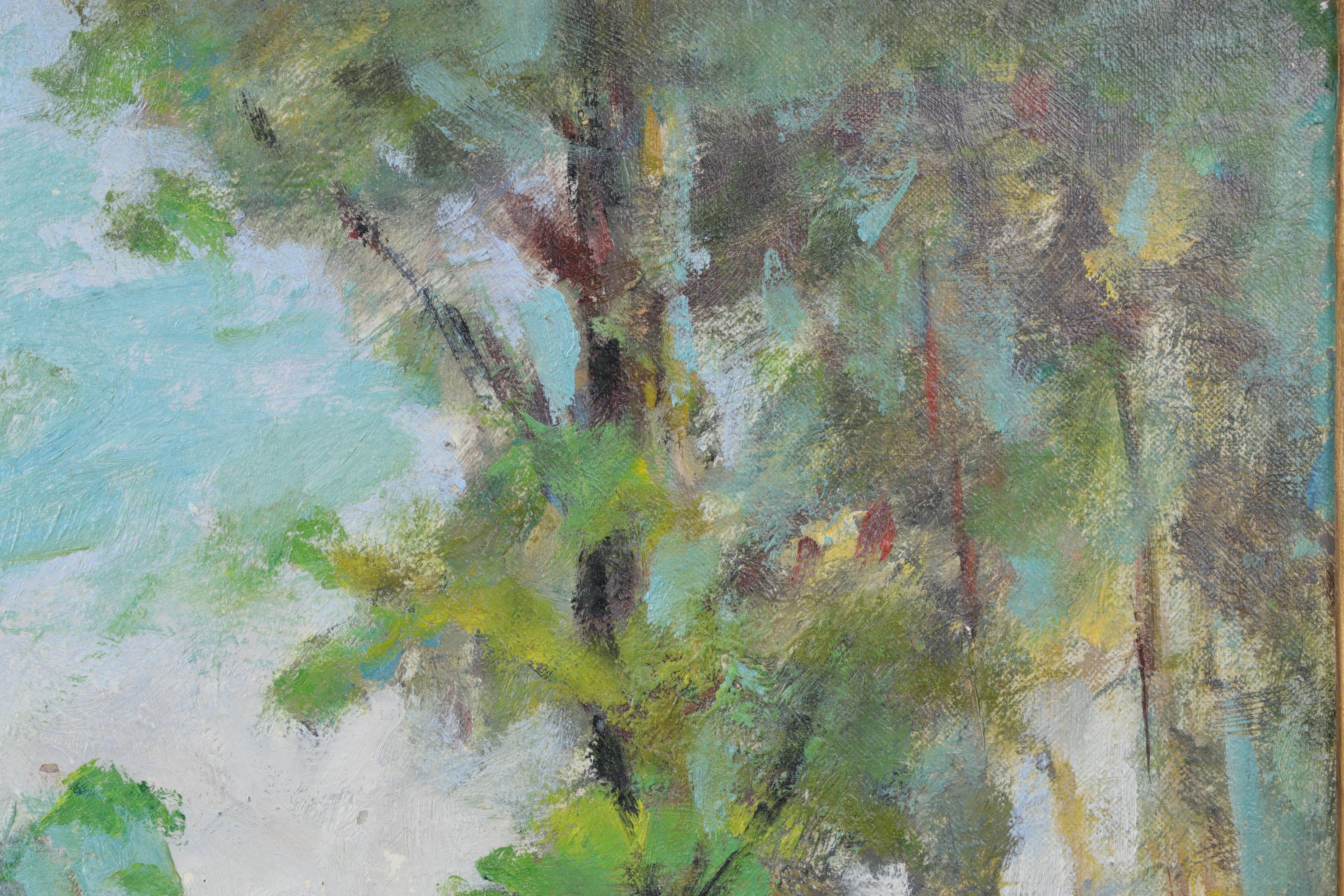 George Baom Landscape Oil Painting "Bay on Lake Michigan," Early to Mid 20th C.