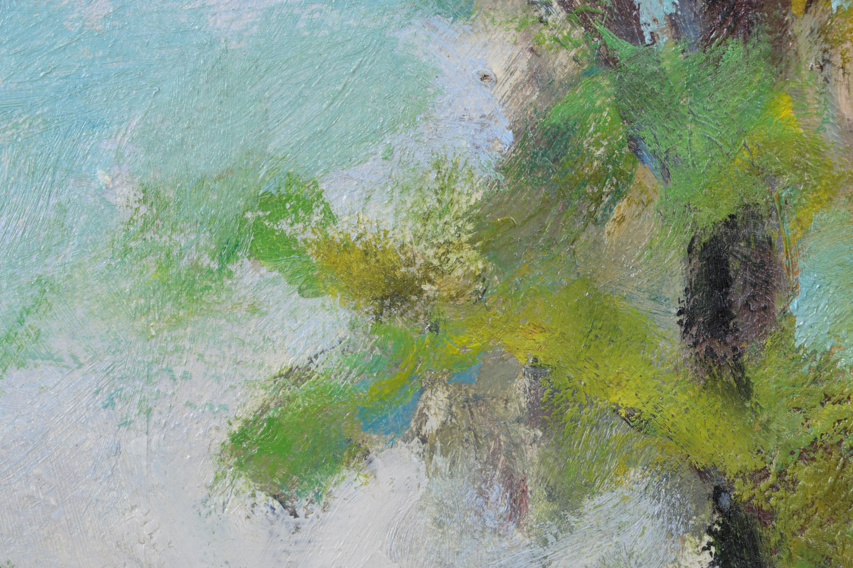 George Baom Landscape Oil Painting "Bay on Lake Michigan," Early to Mid 20th C.