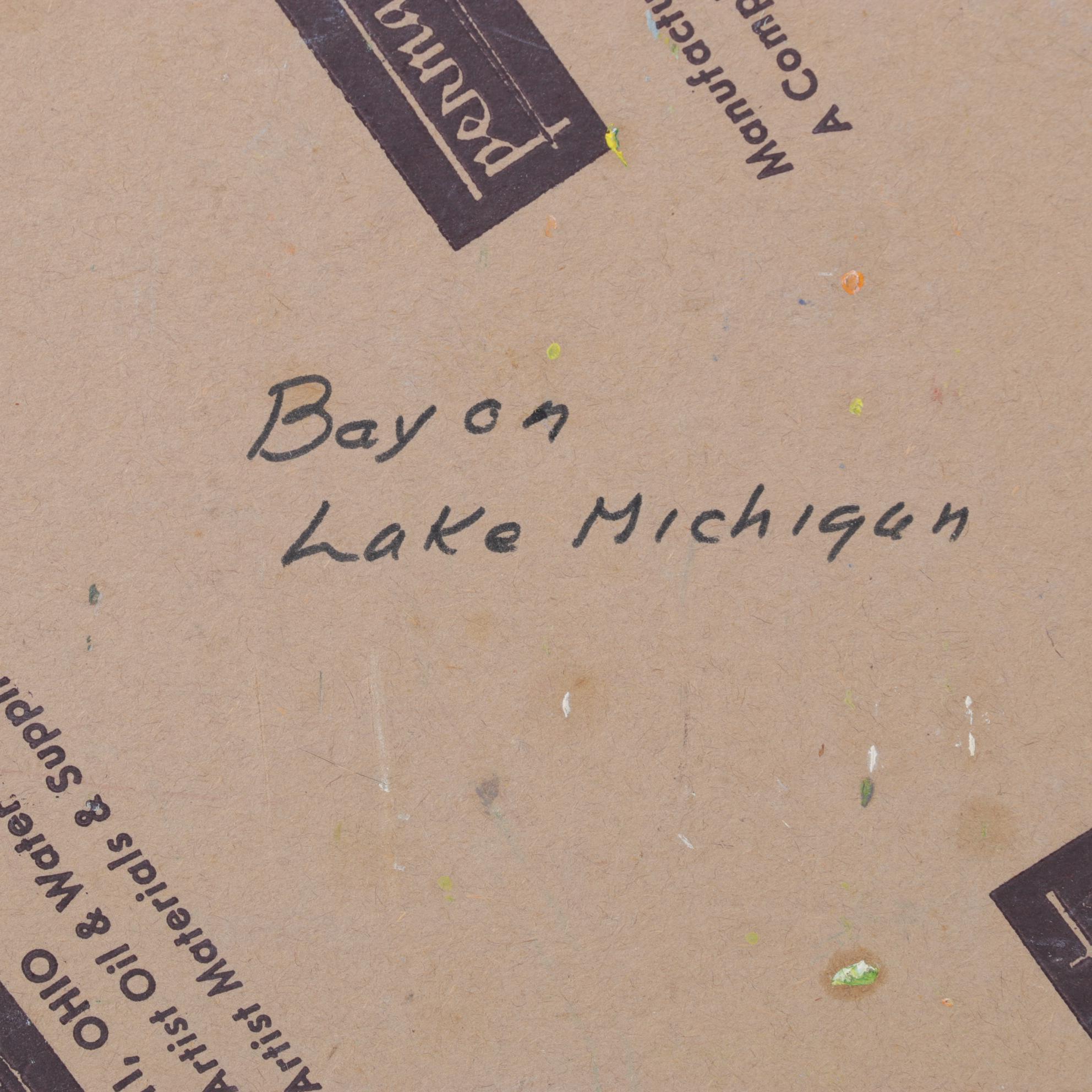 George Baom Landscape Oil Painting "Bay on Lake Michigan," Early to Mid 20th C.