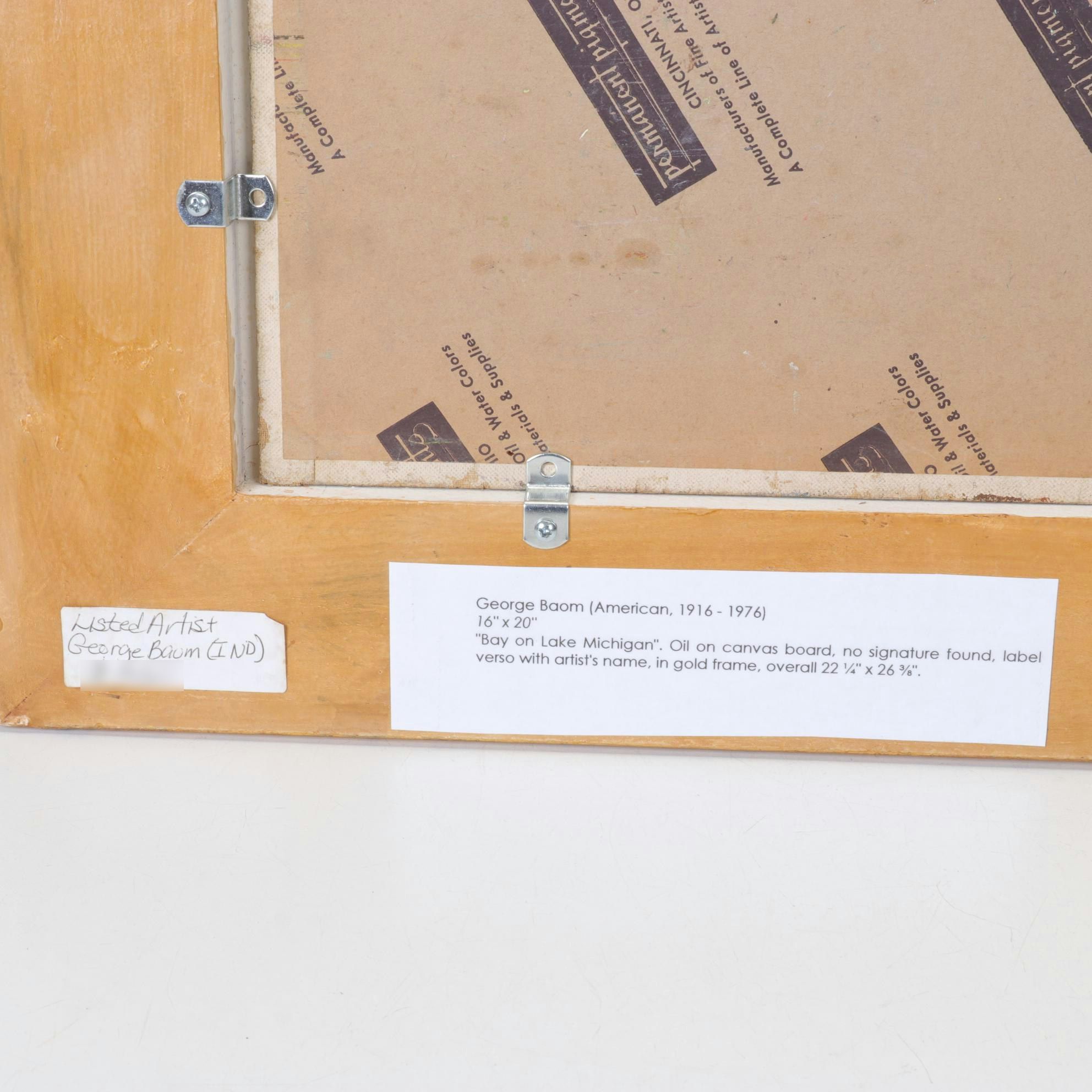 George Baom Landscape Oil Painting "Bay on Lake Michigan," Early to Mid 20th C.