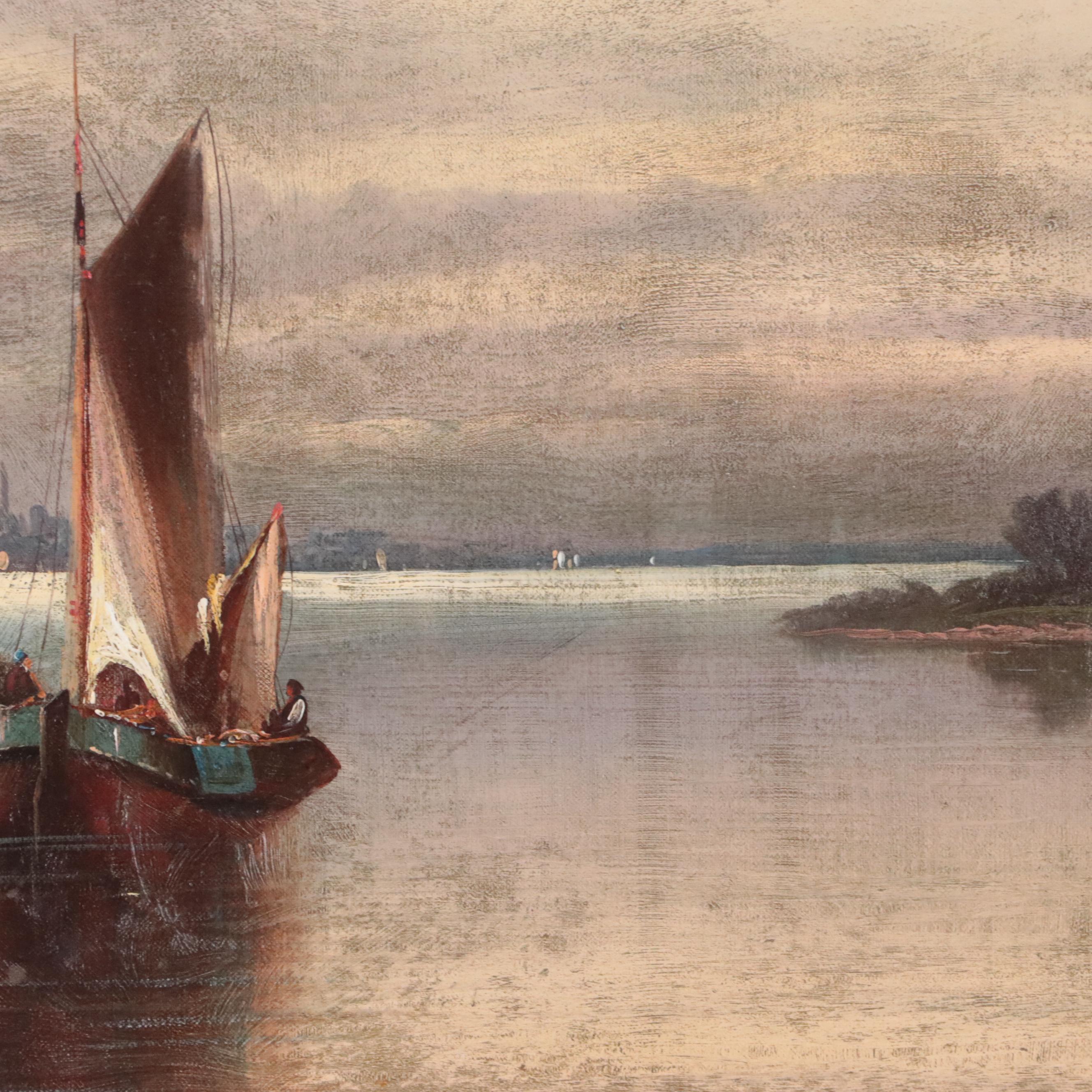 R.O. Smith Oil Painting of Coastal Landscape with Windmill