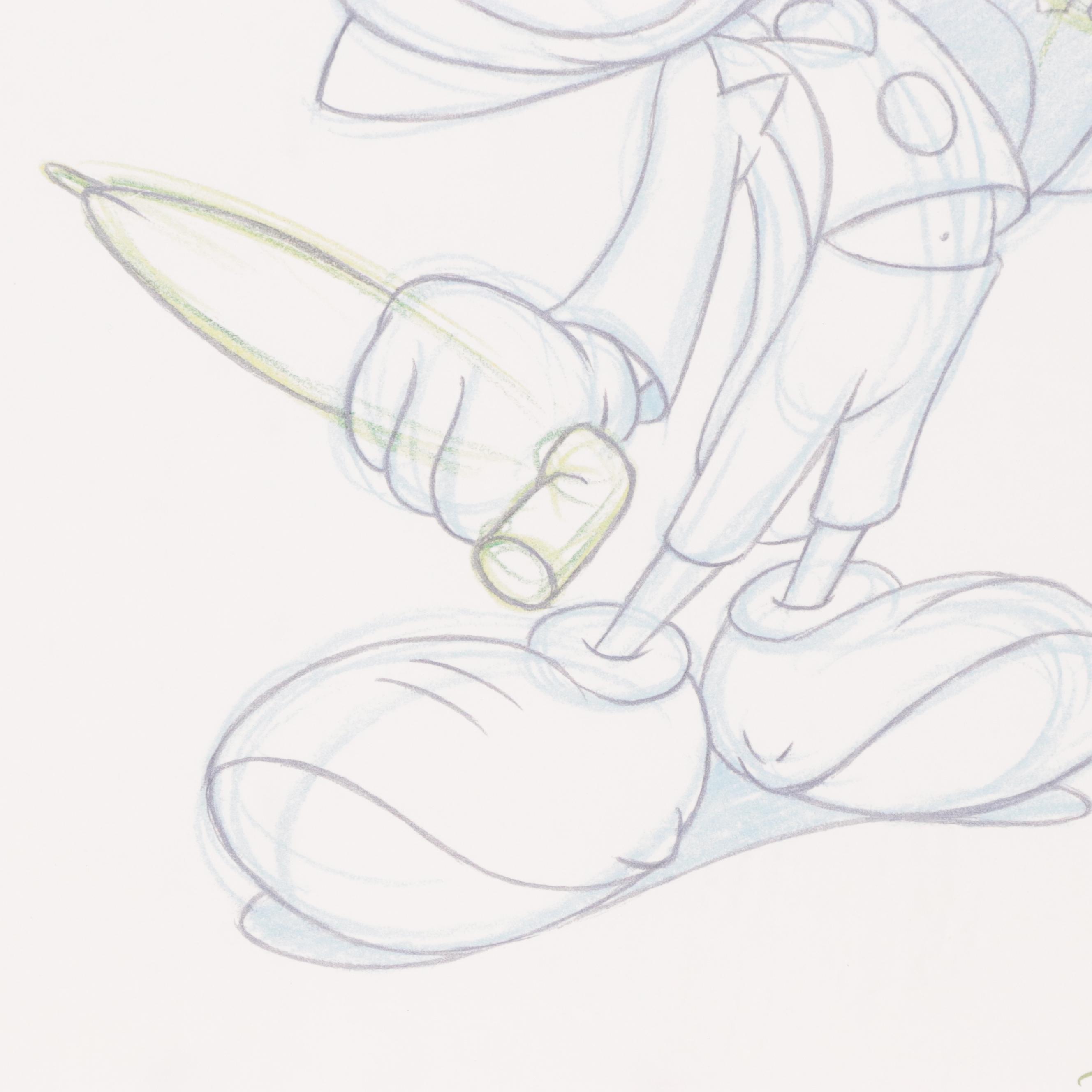 Offset Lithograph of an Illustration of Jiminy Cricket From Disney's "Pinocchio"