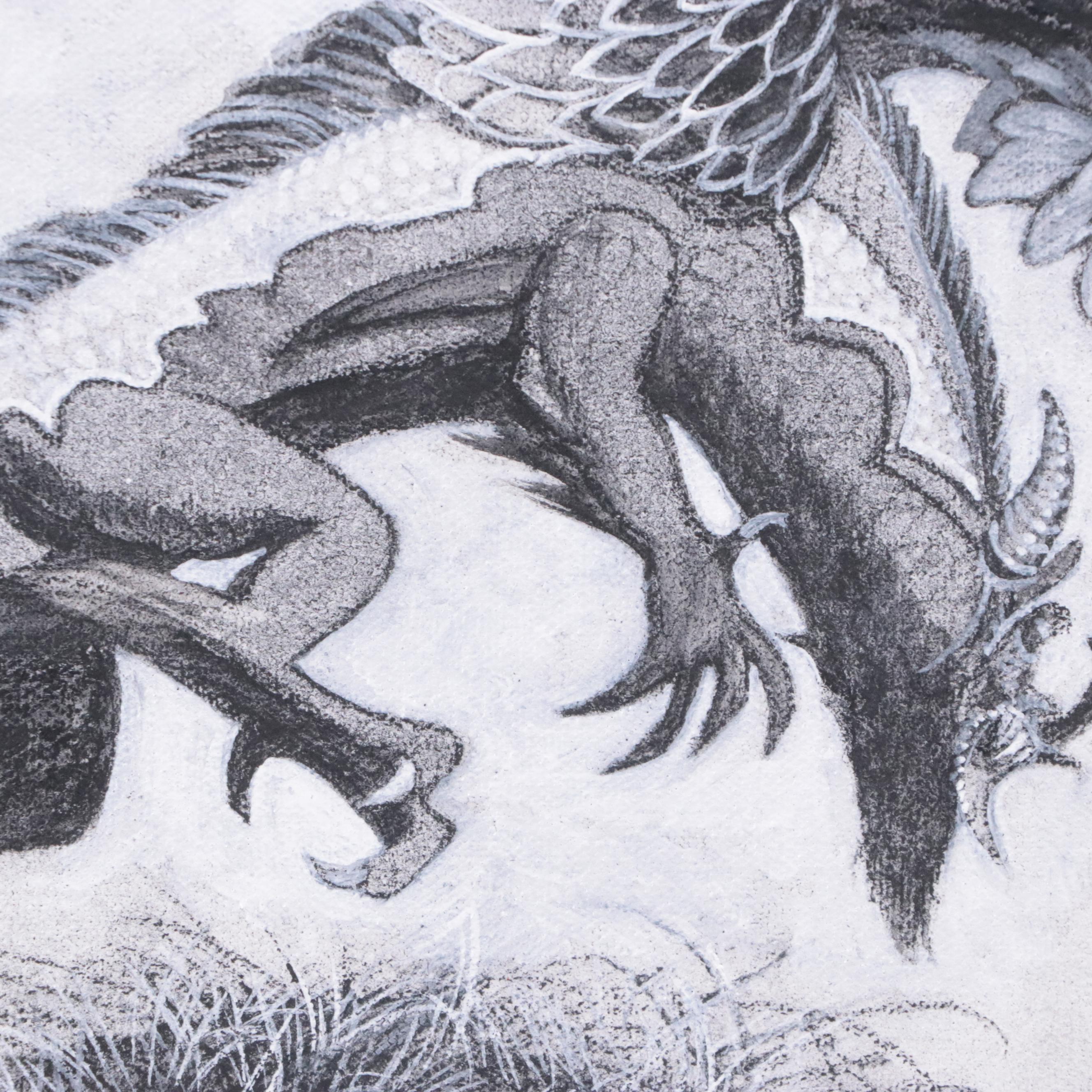 David Michael Beck Mixed Media Comic Illustration of a Dragon