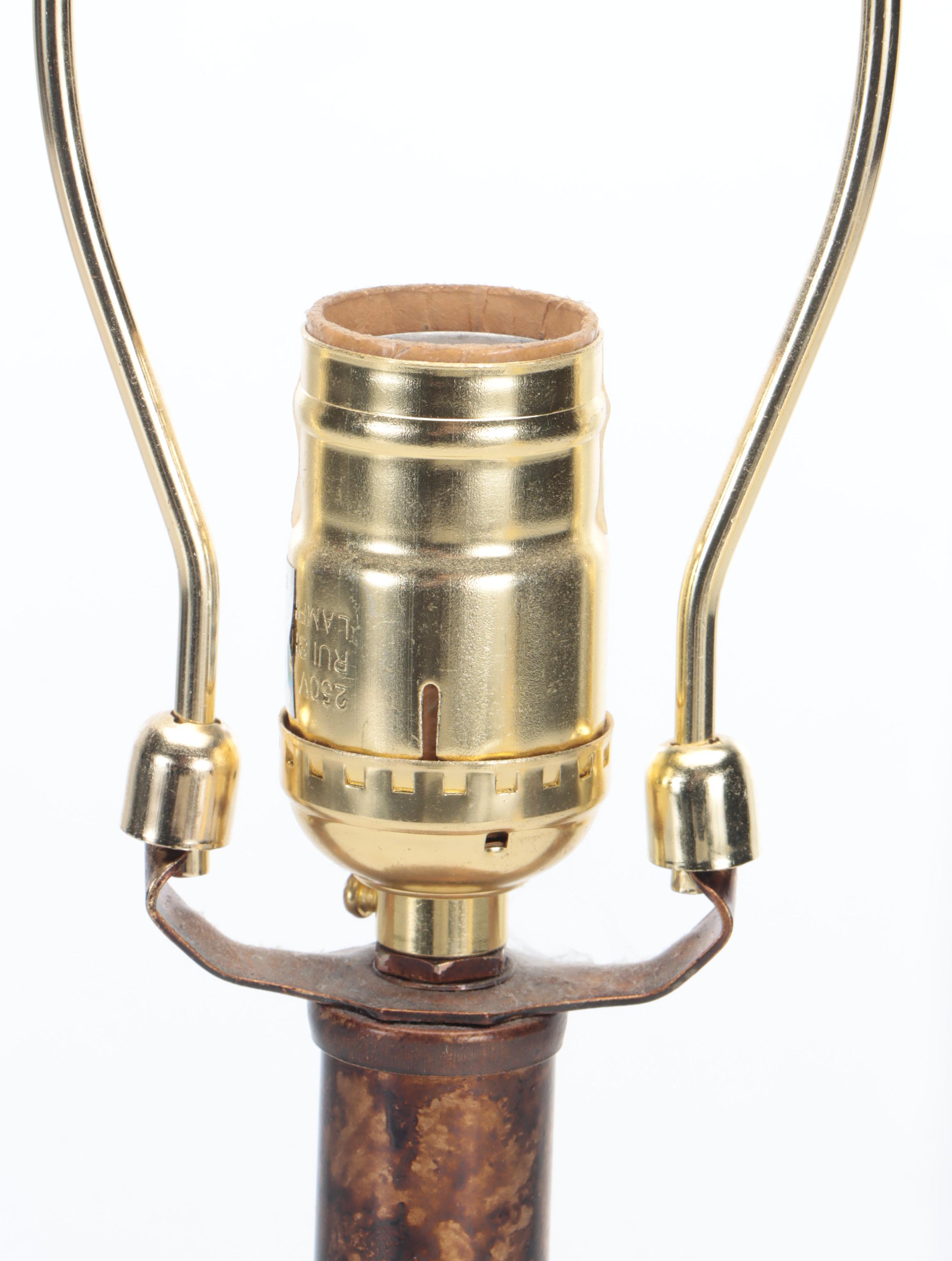 Marbleized Spiral Baluster Form Lamp With Easel Back Picture Frame