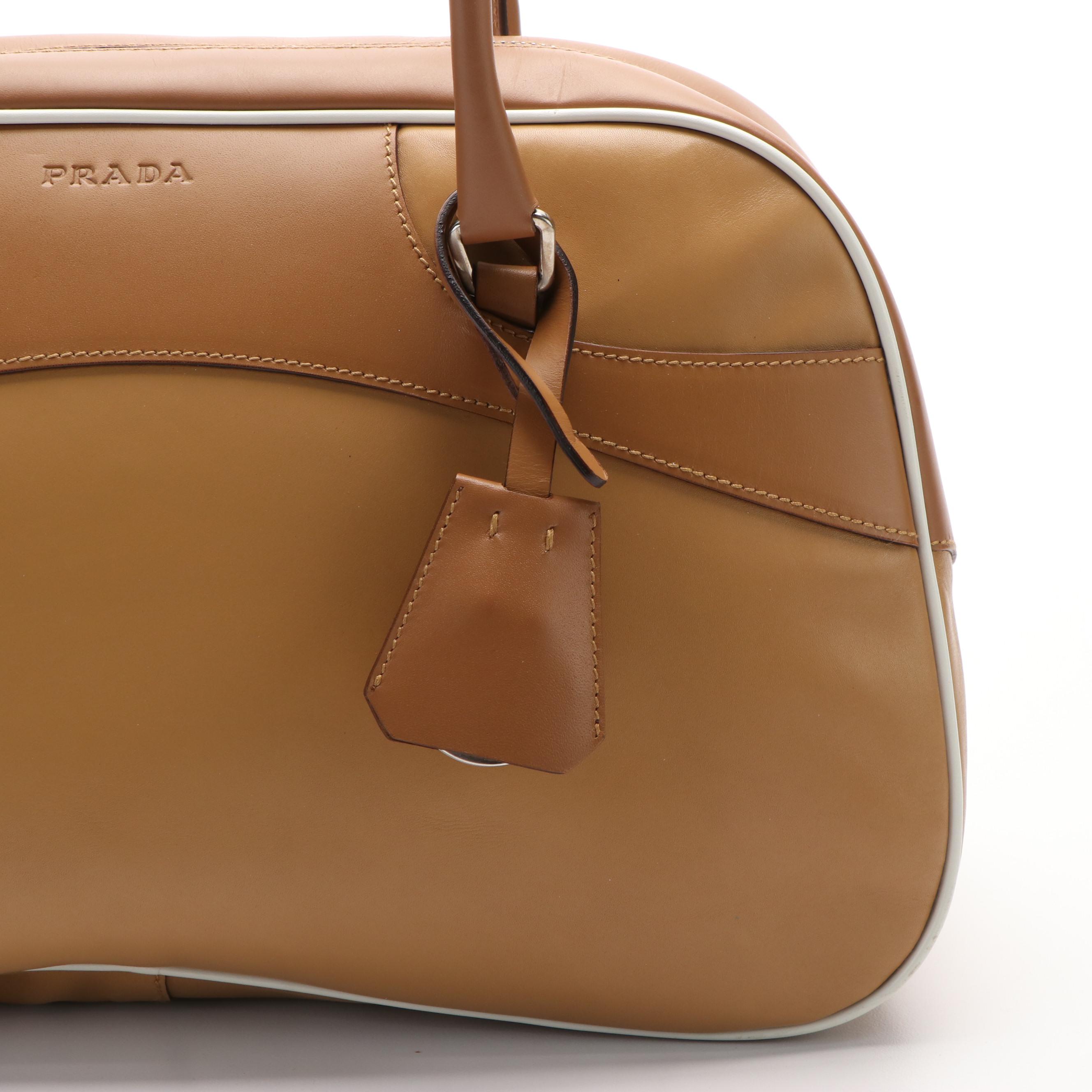 Prada Bowler Shoulder Bag in Two Toned Vitello Leather