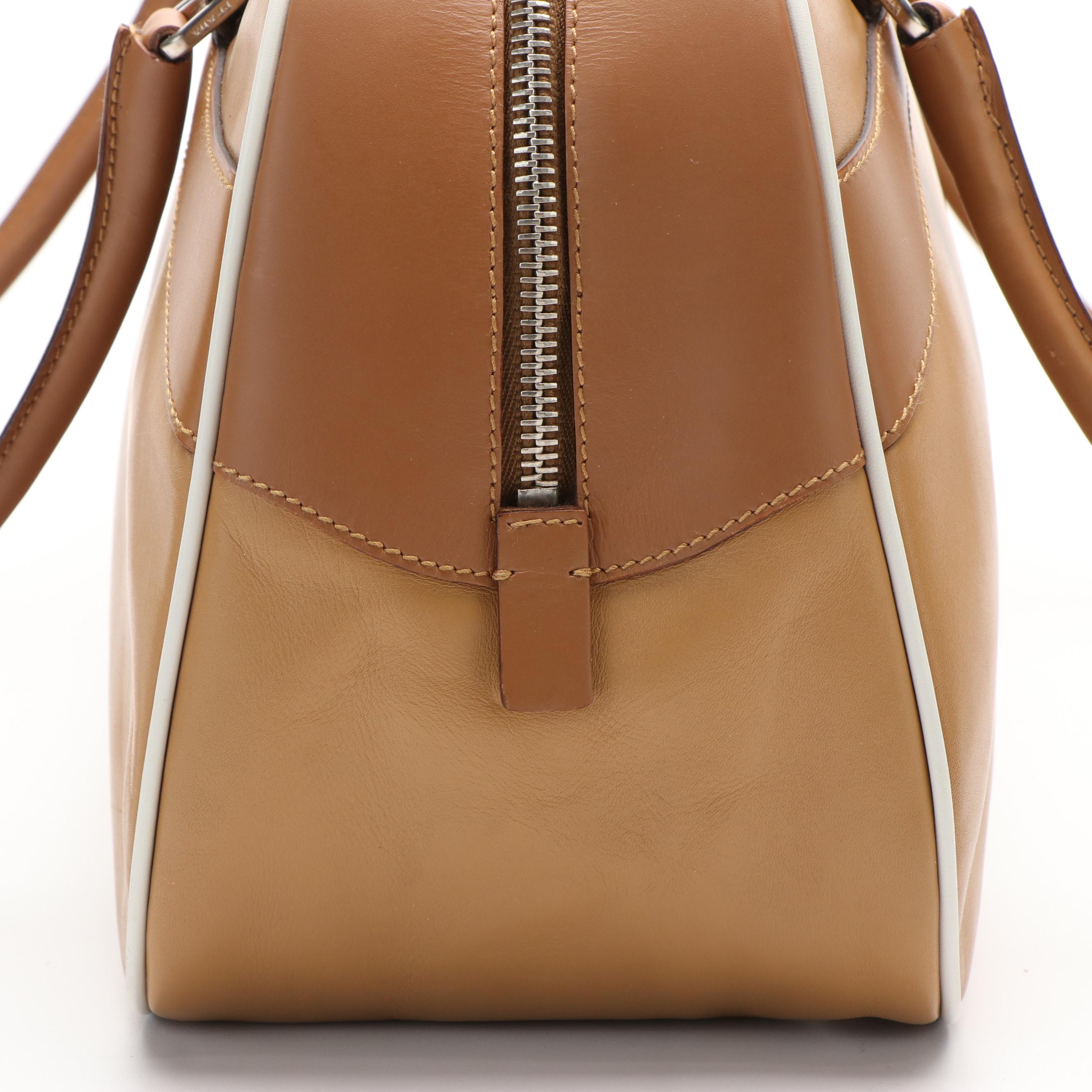 Prada Bowler Shoulder Bag in Two Toned Vitello Leather