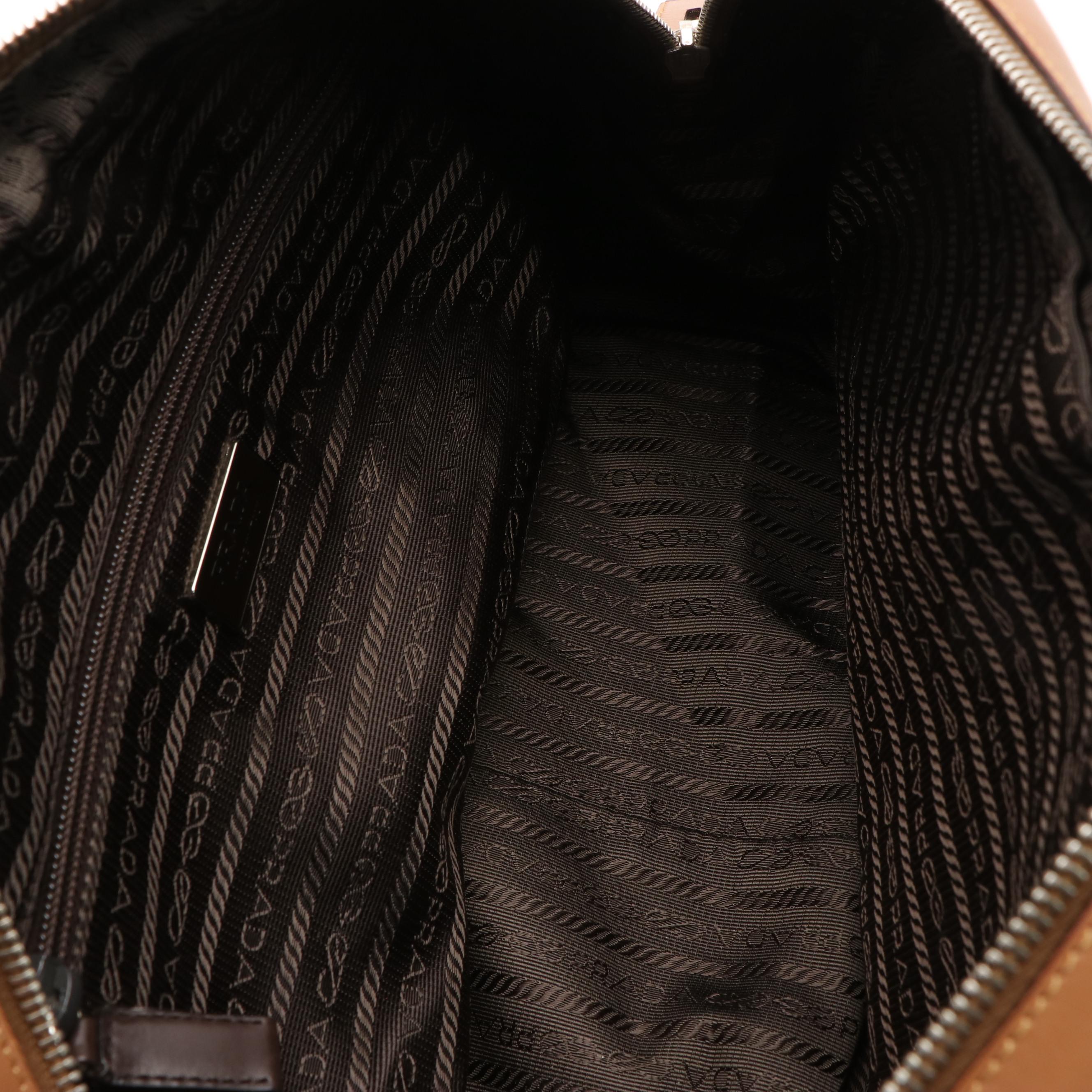 Prada Bowler Shoulder Bag in Two Toned Vitello Leather