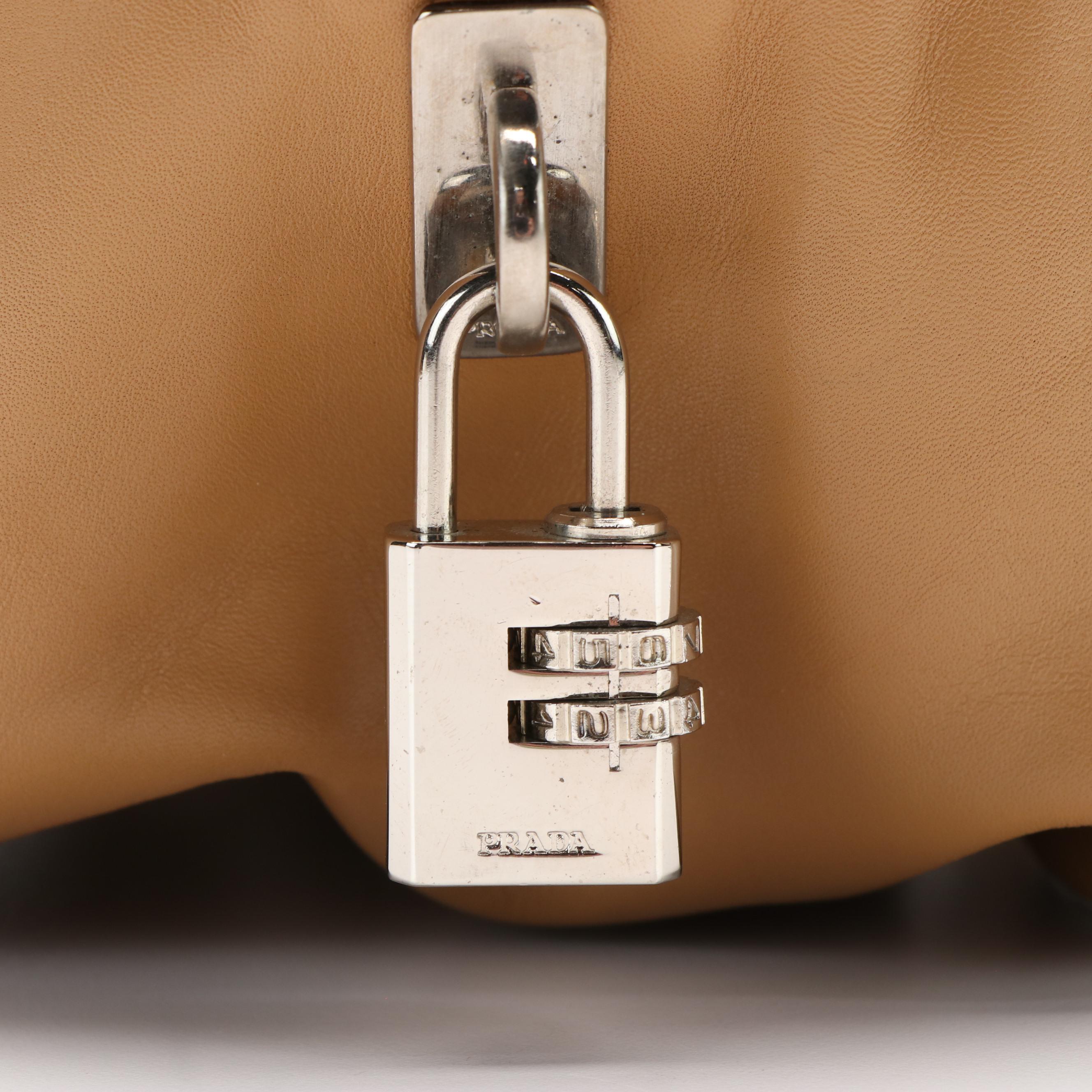 Prada Bowler Shoulder Bag in Two Toned Vitello Leather