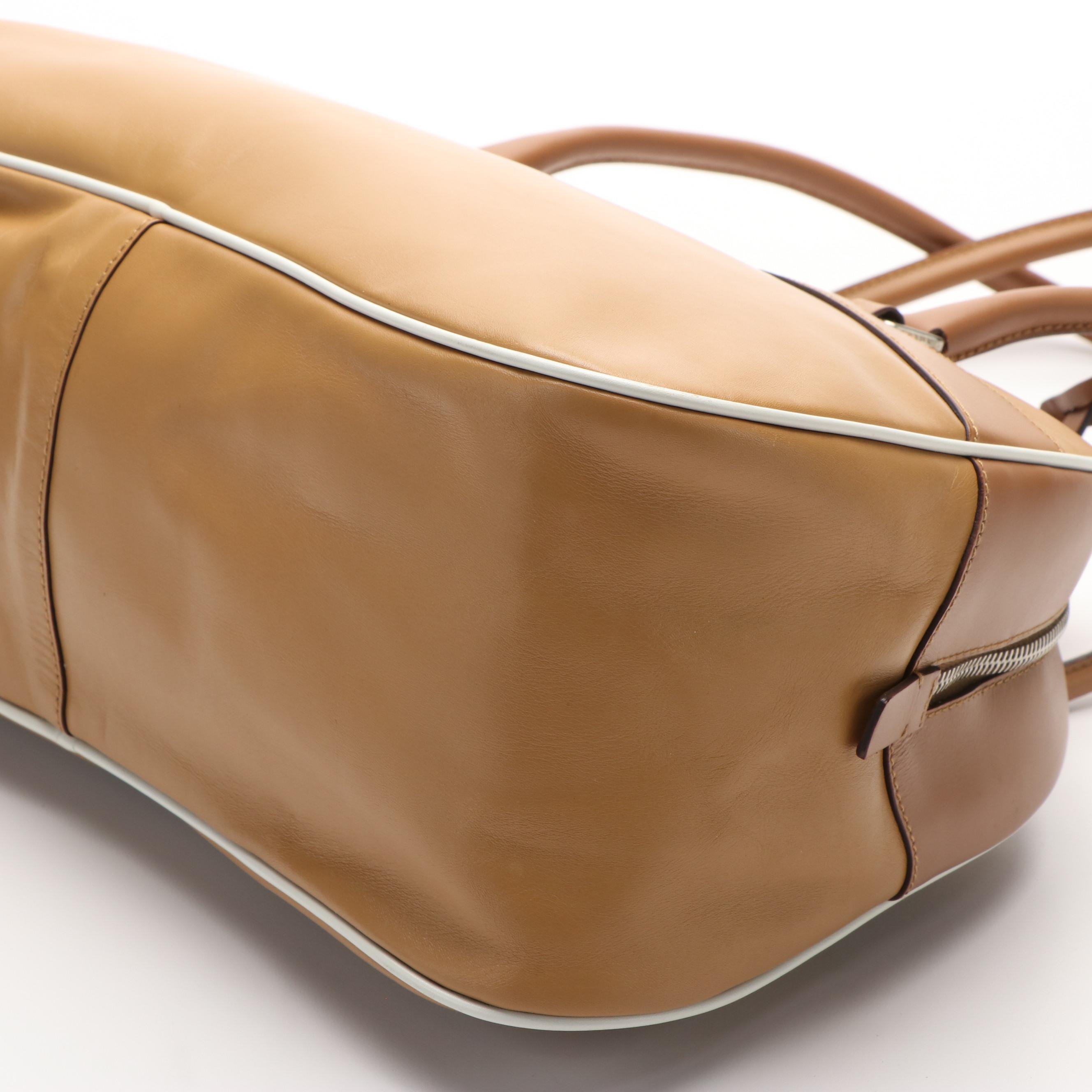 Prada Bowler Shoulder Bag in Two Toned Vitello Leather