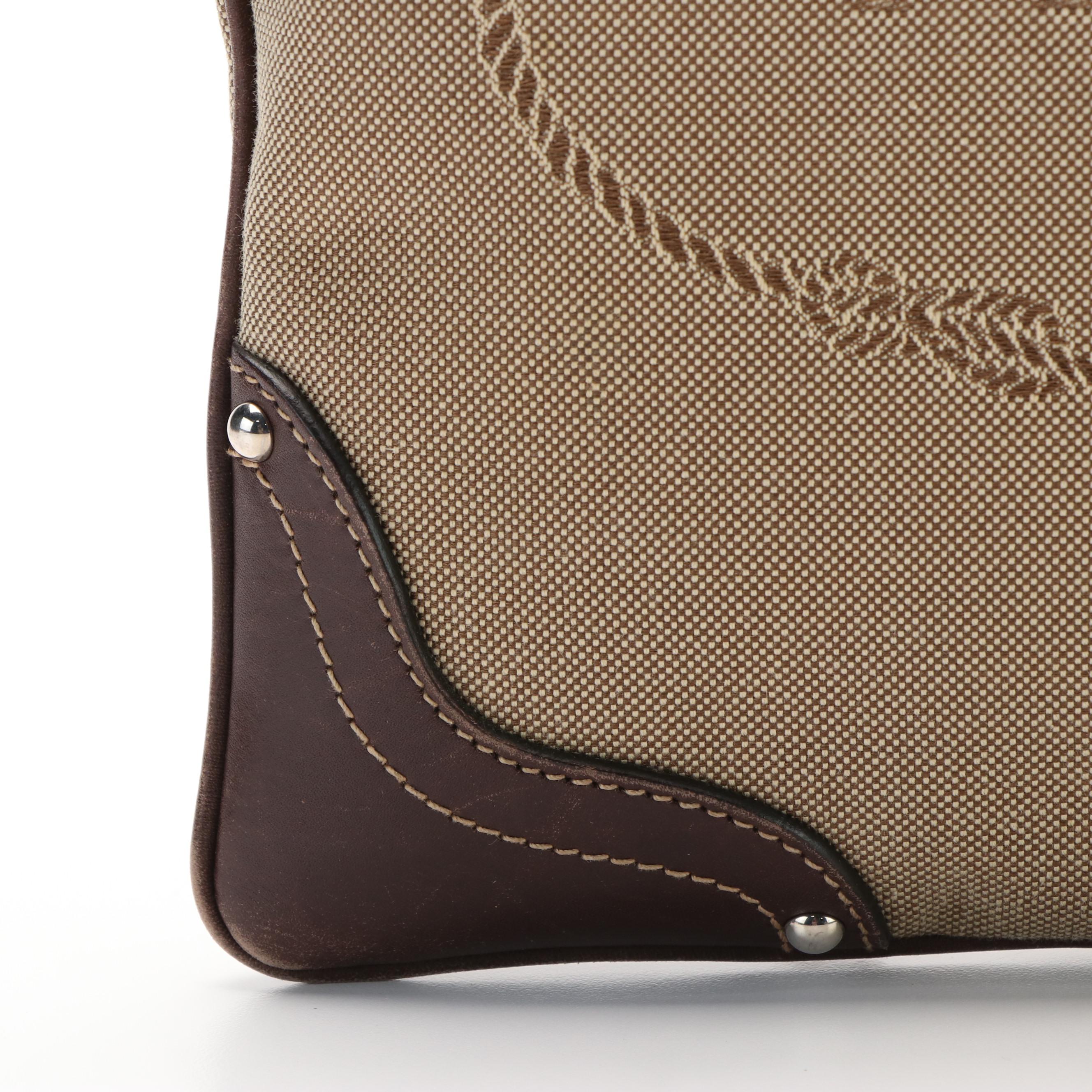 Prada Canapa Logo Crossbody Bag in Beige Canvas and Brown Leather