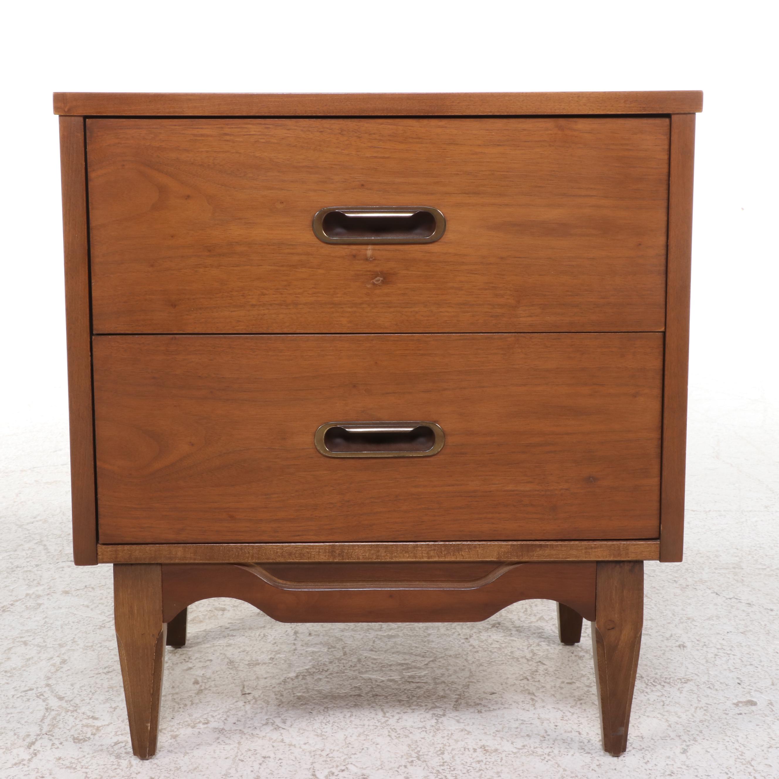 Mid Century Modern Walnut Two-Drawer Nightstand
