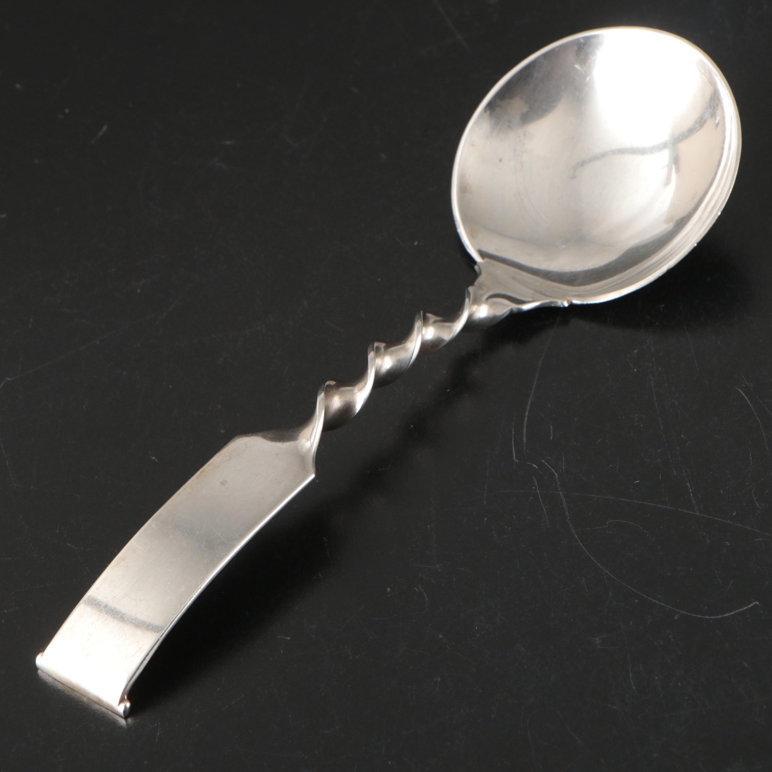 Magnus Aase of Norway 830 Silver Twist Handle Serving Spoon