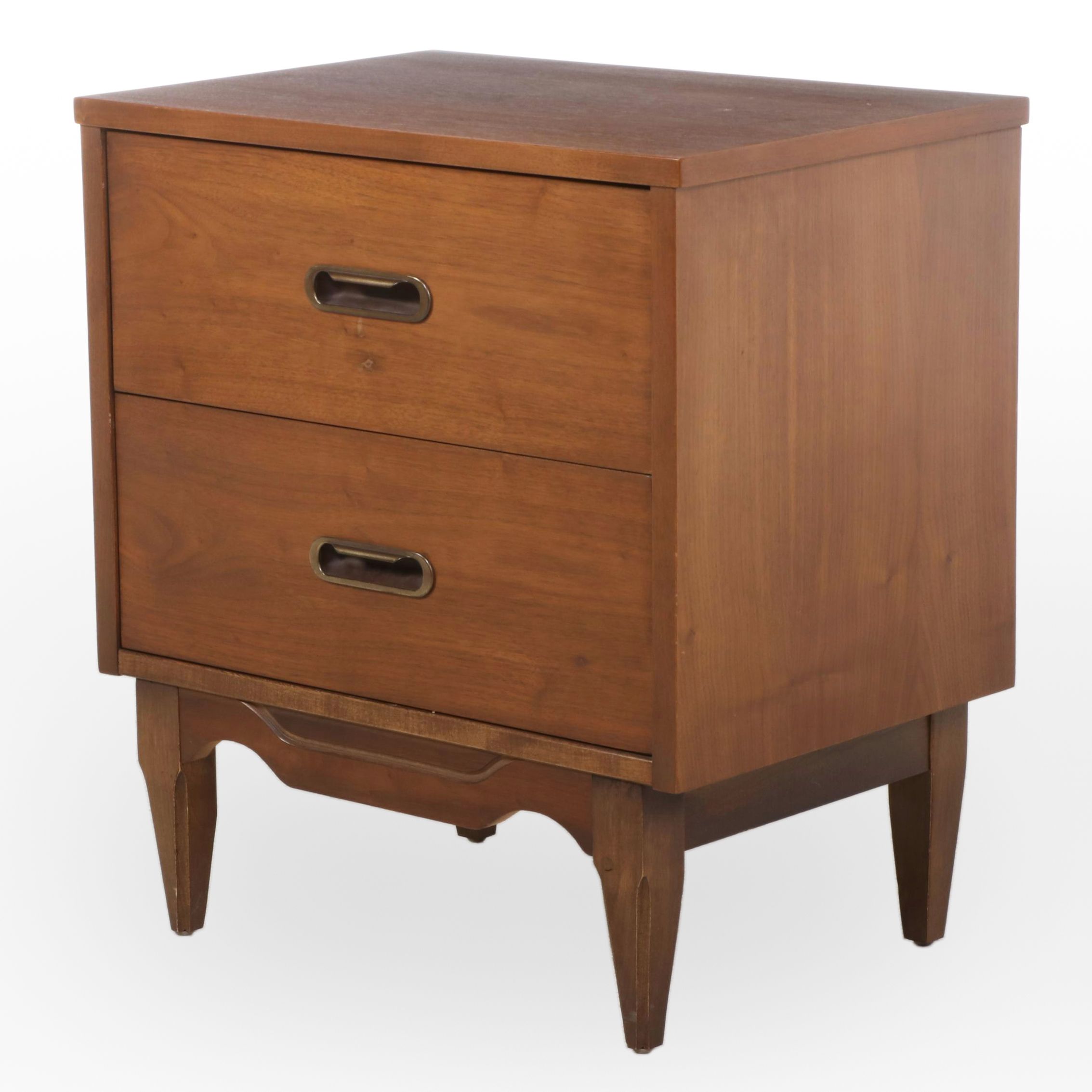 Mid Century Modern Walnut Two-Drawer Nightstand