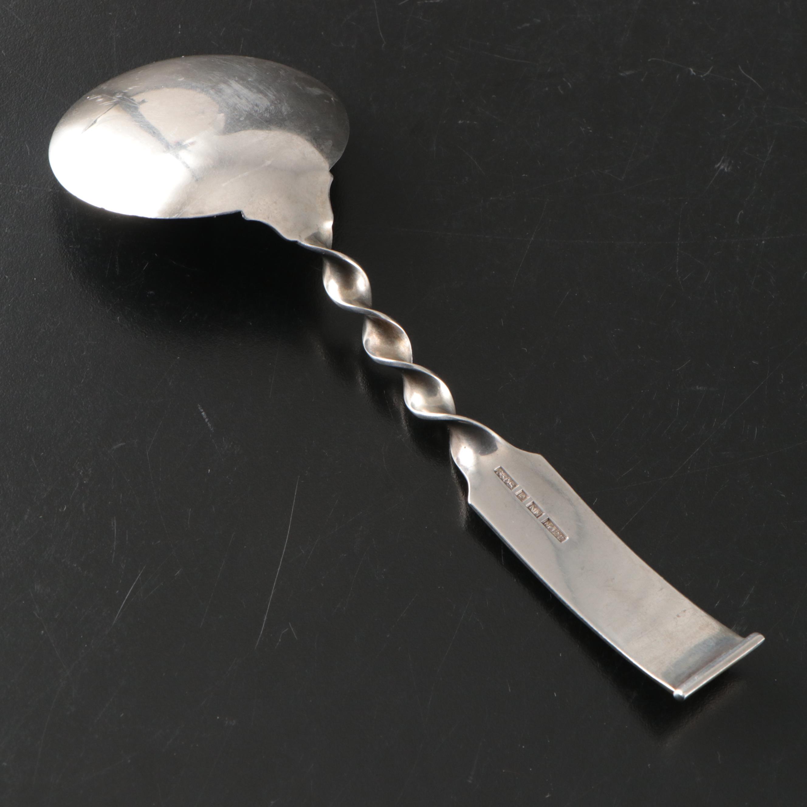 Magnus Aase of Norway 830 Silver Twist Handle Serving Spoon