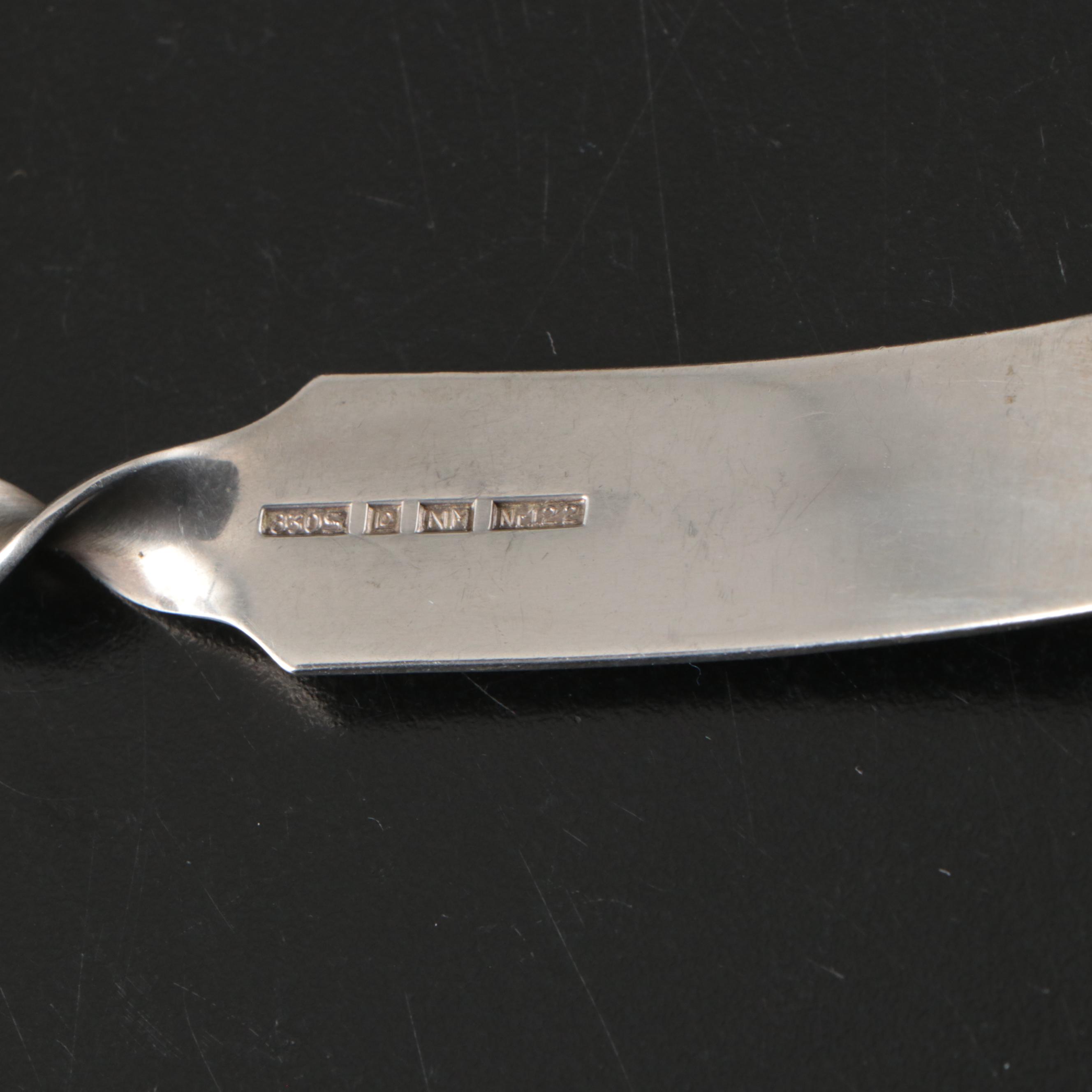 Magnus Aase of Norway 830 Silver Twist Handle Serving Spoon