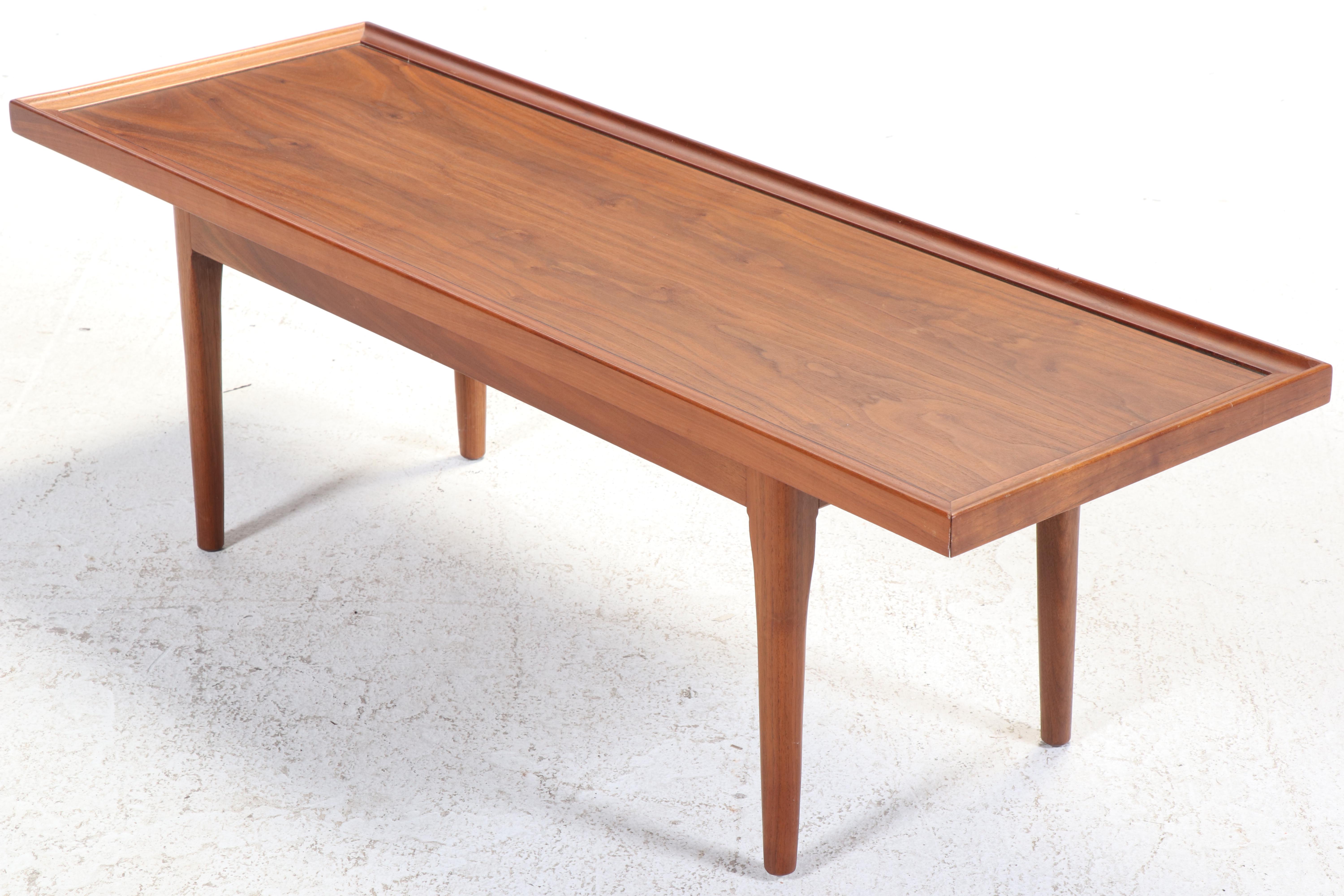 Kipp Stewart for Drexel "Declaration" Mid Century Modern Walnut Coffee Table