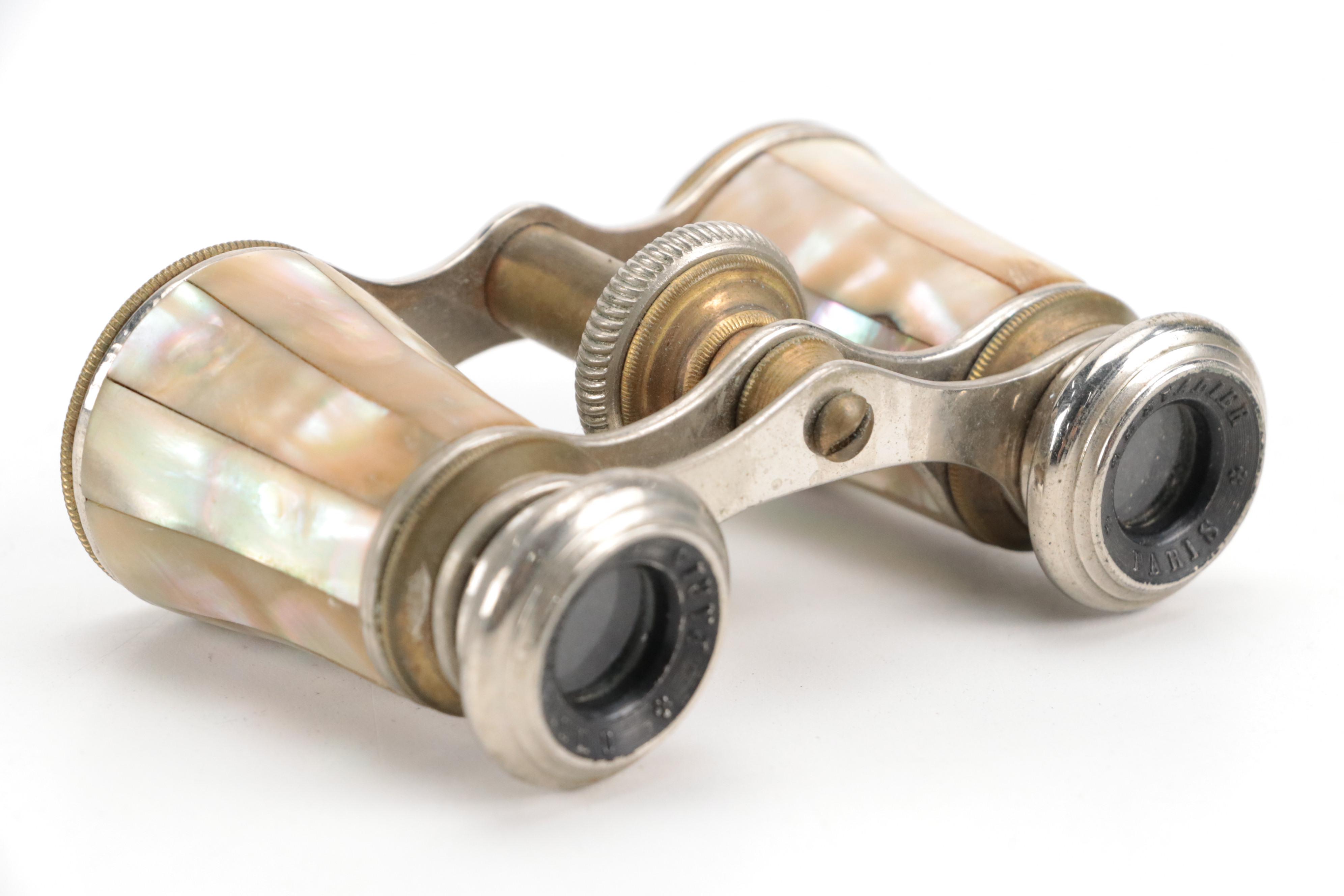 Chevalier Mother-of-Pearl Opera Glasses with Carrying Case