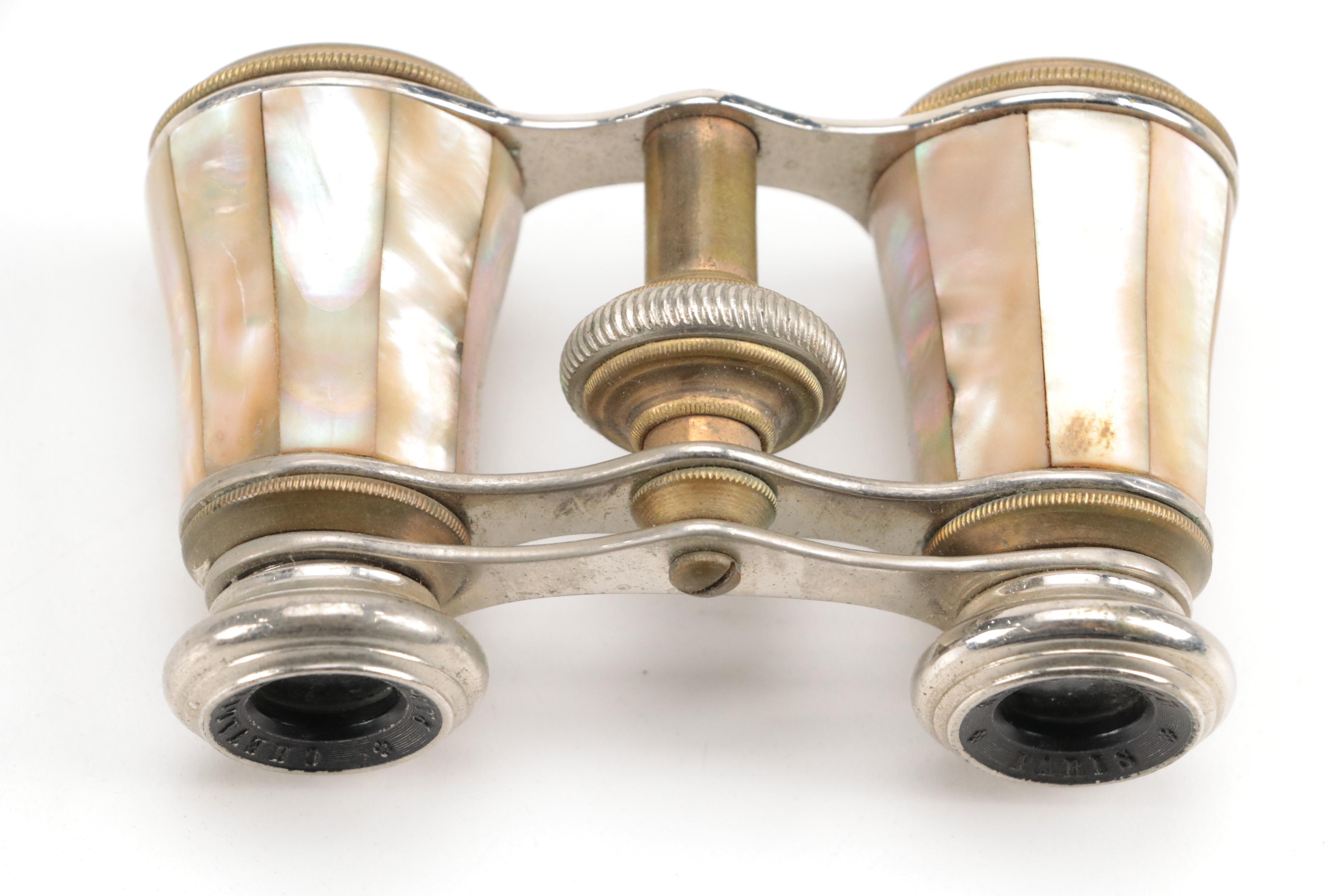 Chevalier Mother-of-Pearl Opera Glasses with Carrying Case