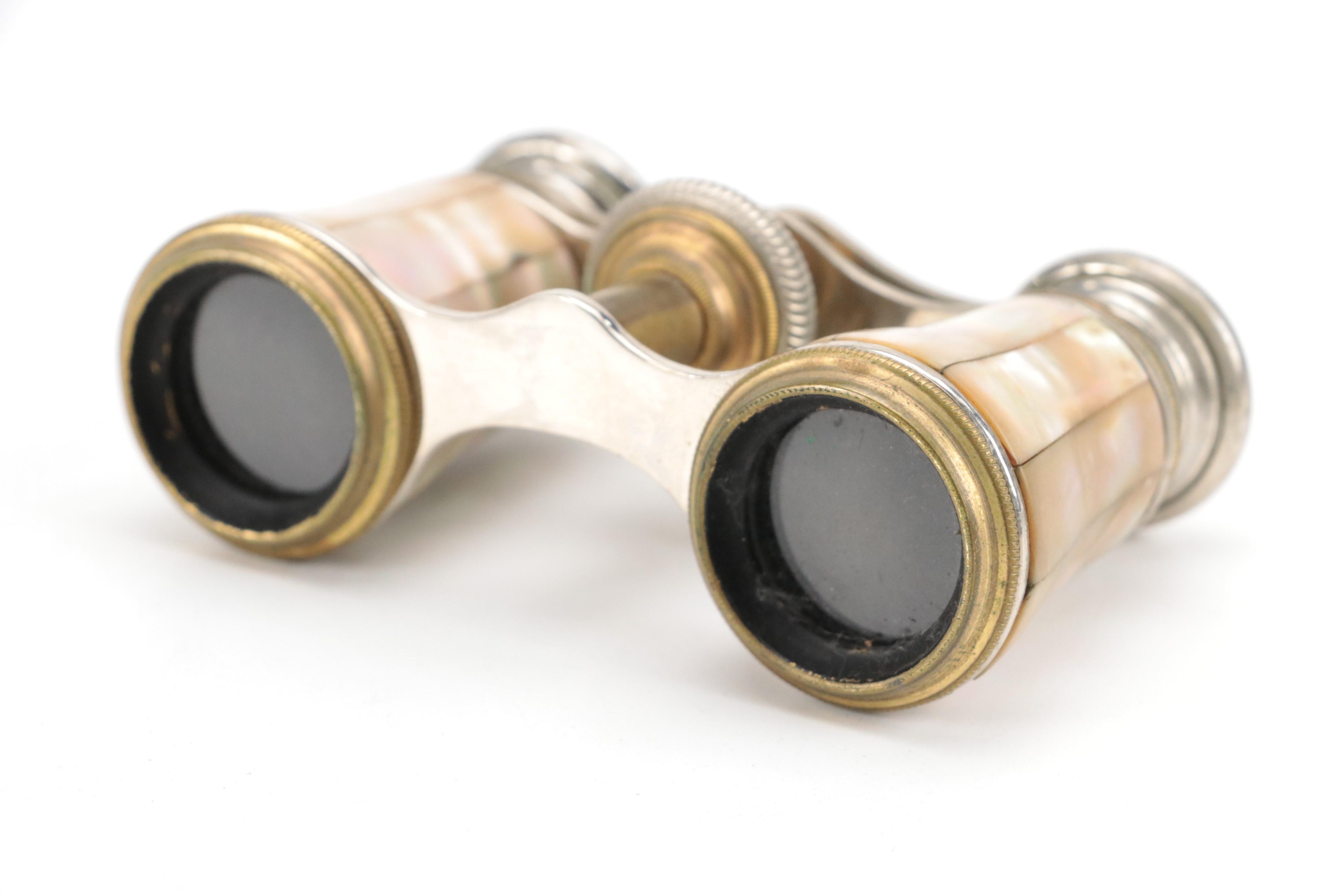 Chevalier Mother-of-Pearl Opera Glasses with Carrying Case