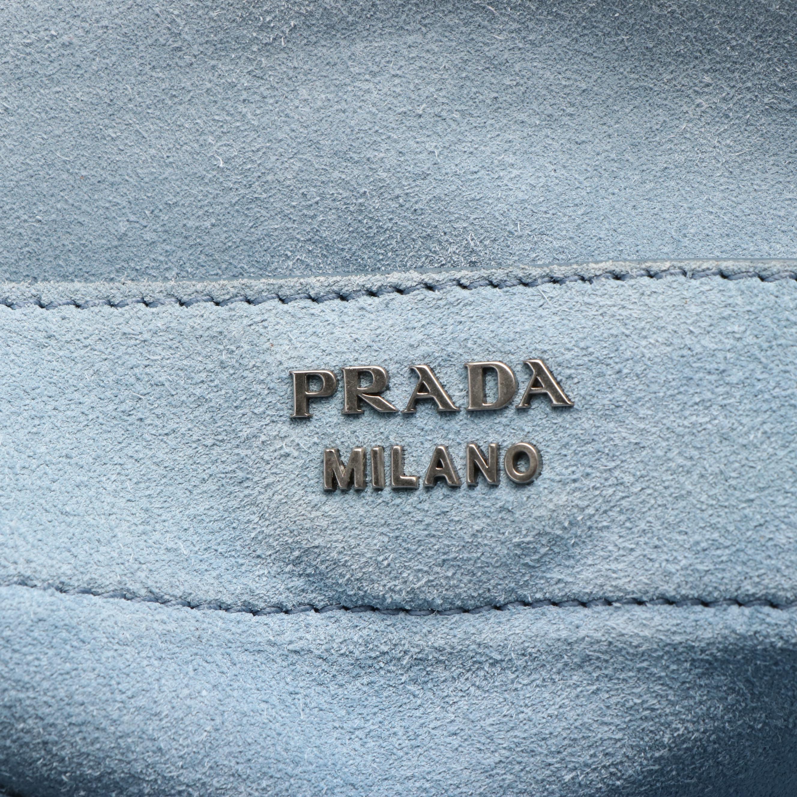 Prada Etiquette Tote Bag in Red Leather and Blue Suede