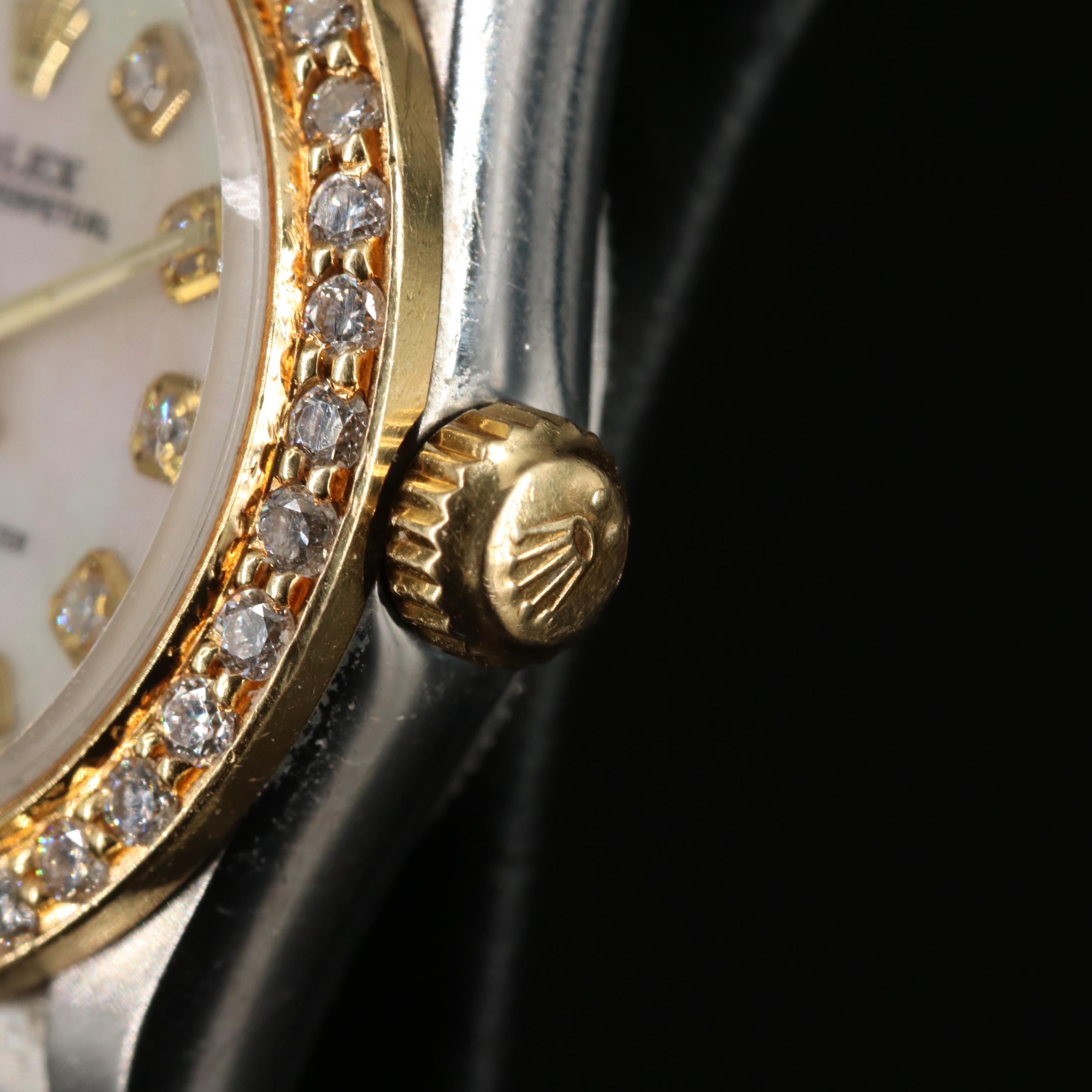 2000 Rolex Custom Diamond, Mother-of-Pearl Oyster Perpetual Watch
