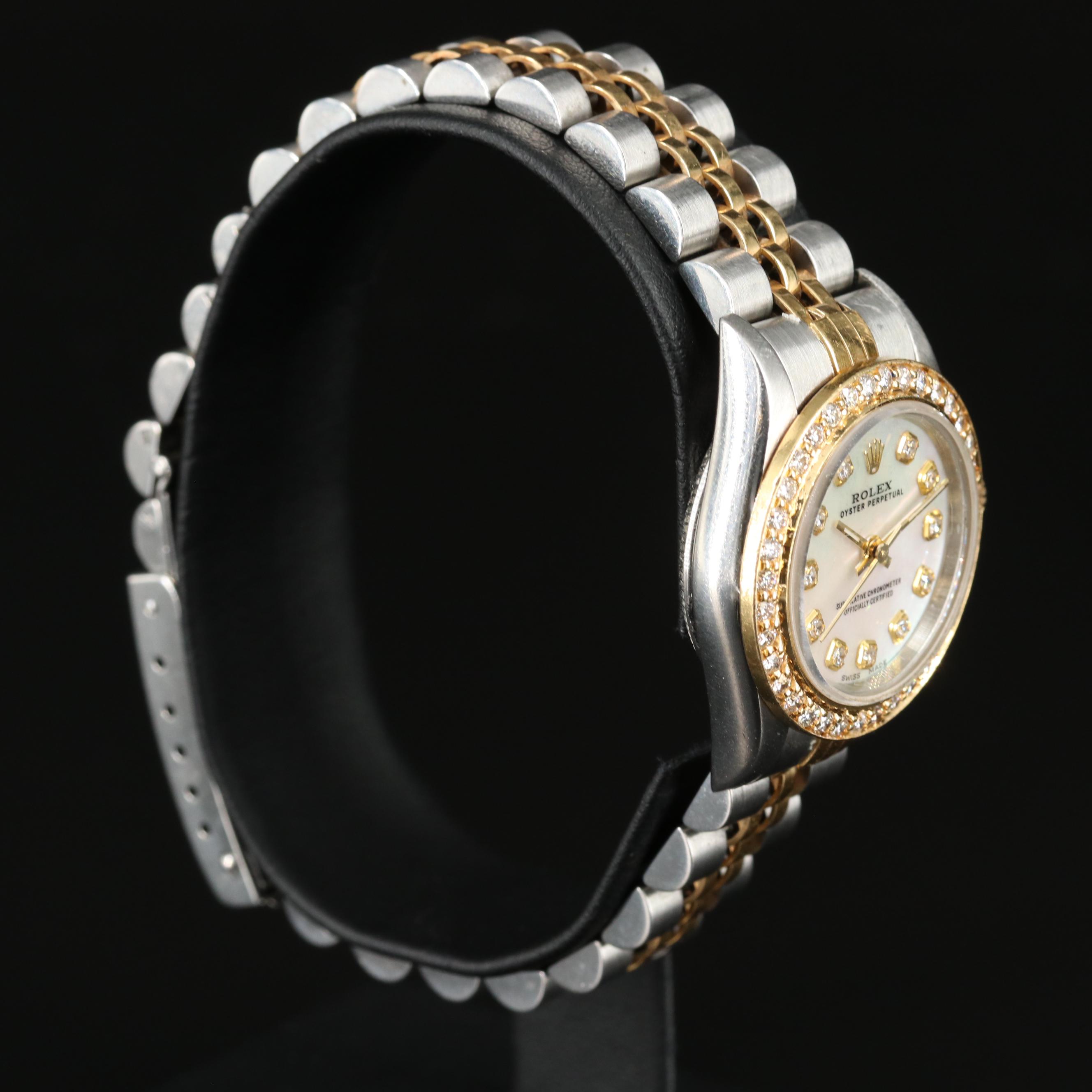2000 Rolex Custom Diamond, Mother-of-Pearl Oyster Perpetual Watch