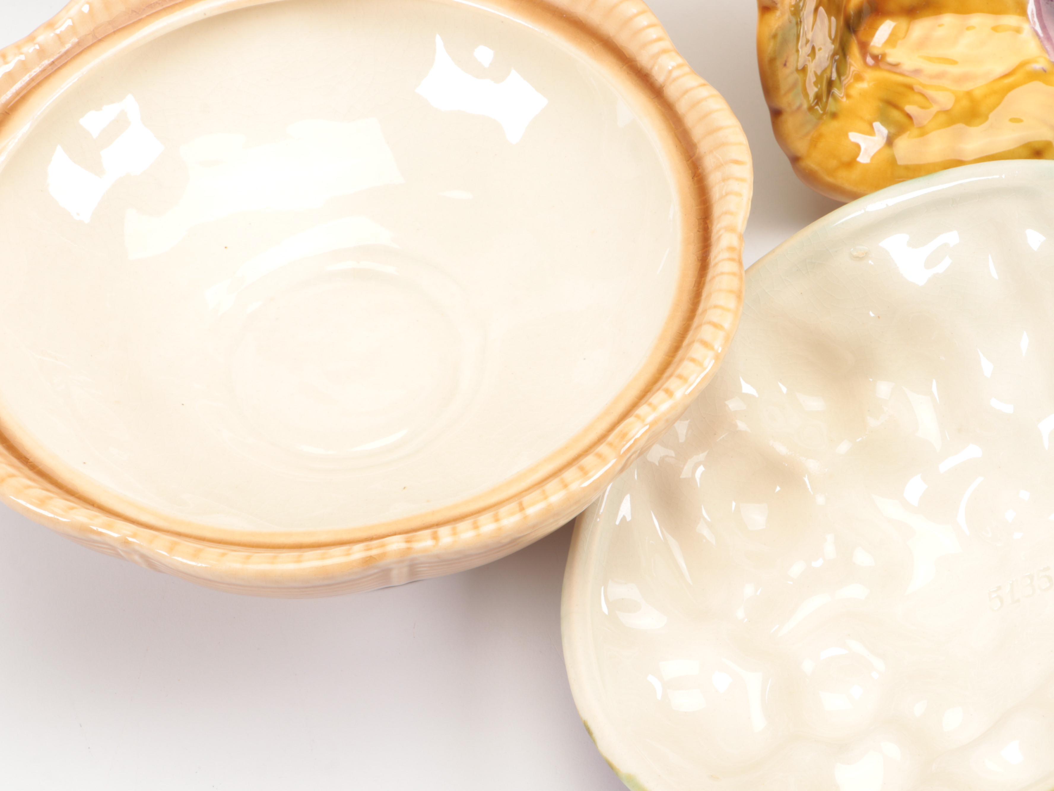 French Sarreguemines Faïence Earthenware Fruit Motif Serveware, Mid-20th Century