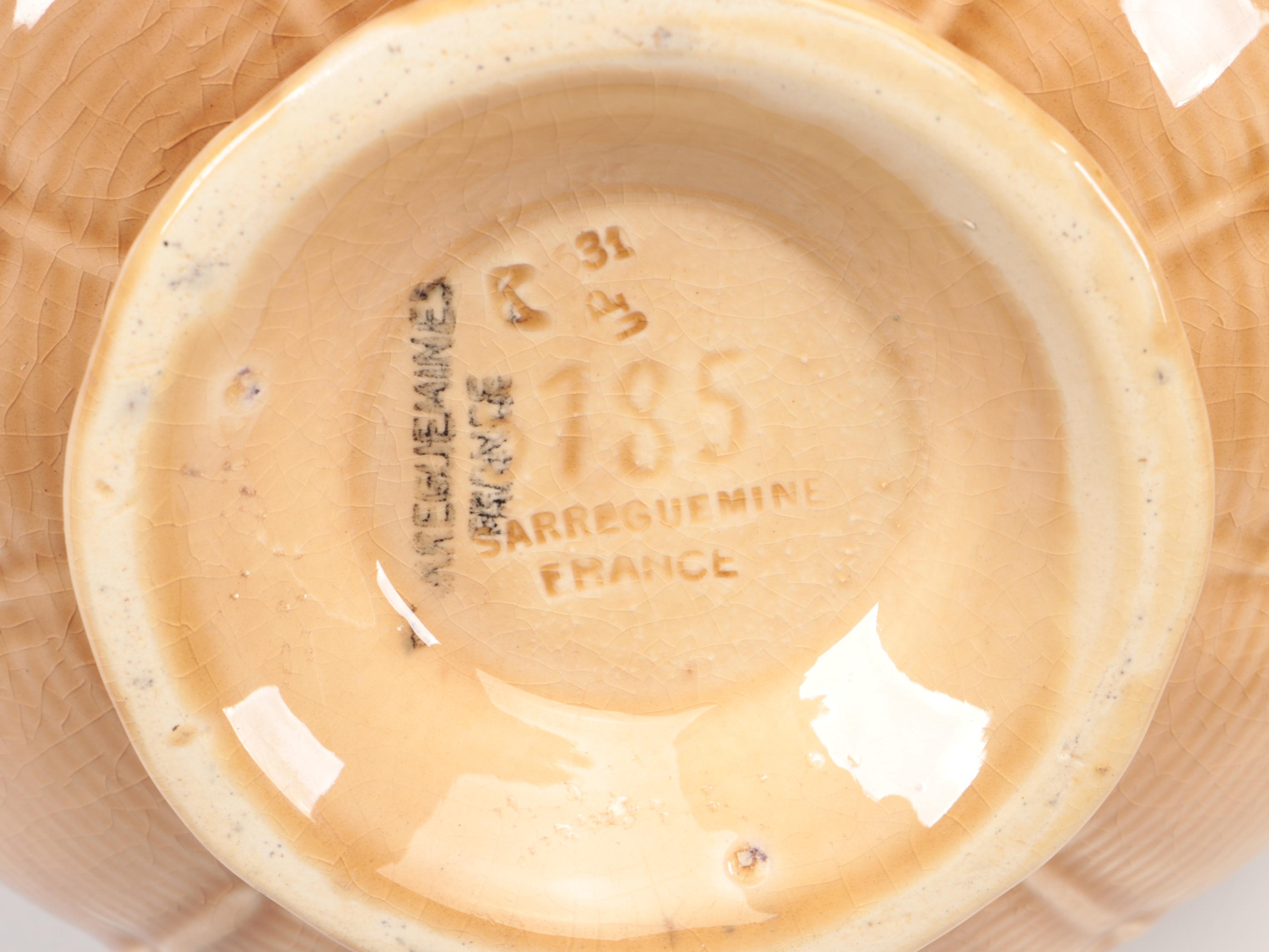 French Sarreguemines Faïence Earthenware Fruit Motif Serveware, Mid-20th Century