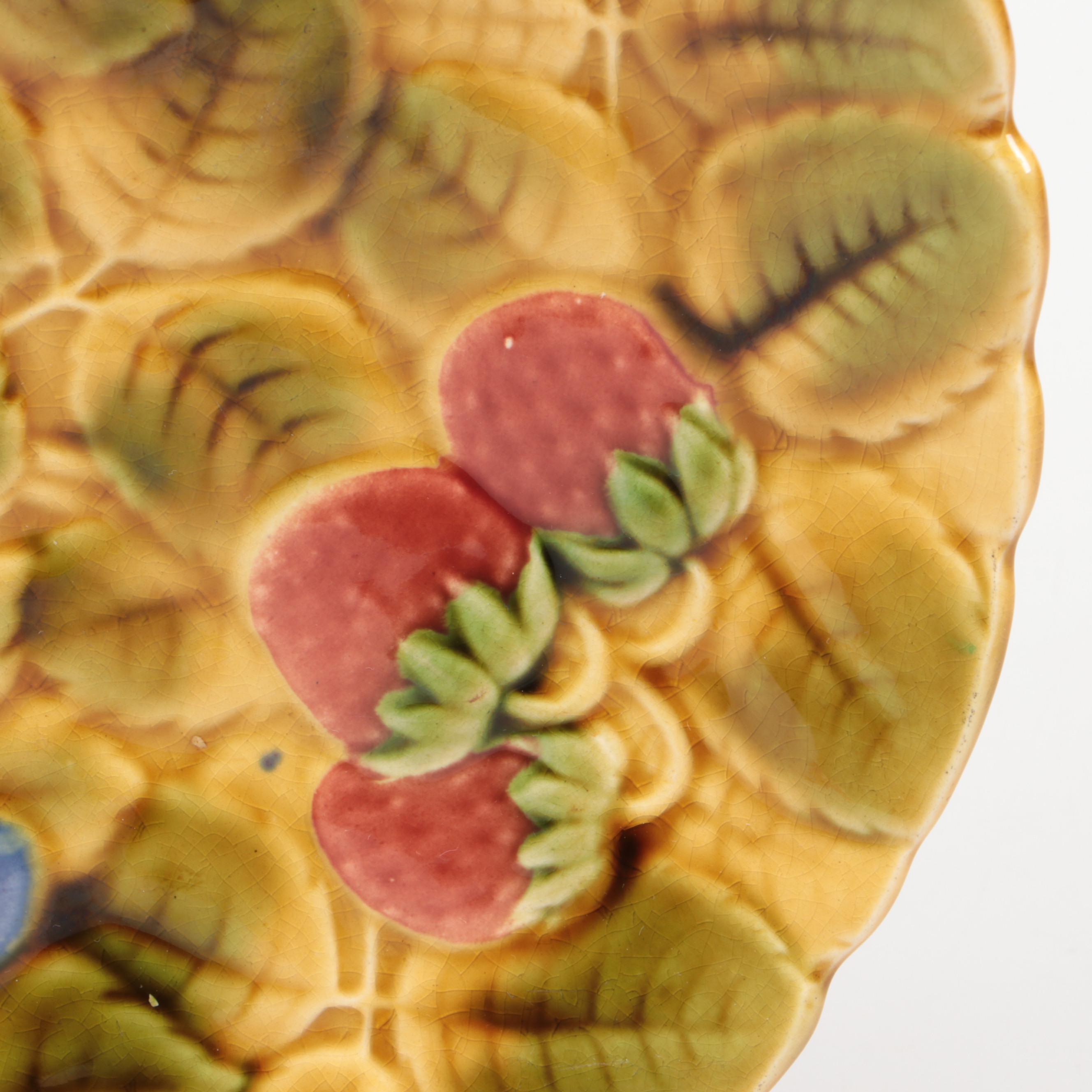 French Sarreguemines Faïence Earthenware Fruit Motif Serveware, Mid-20th Century