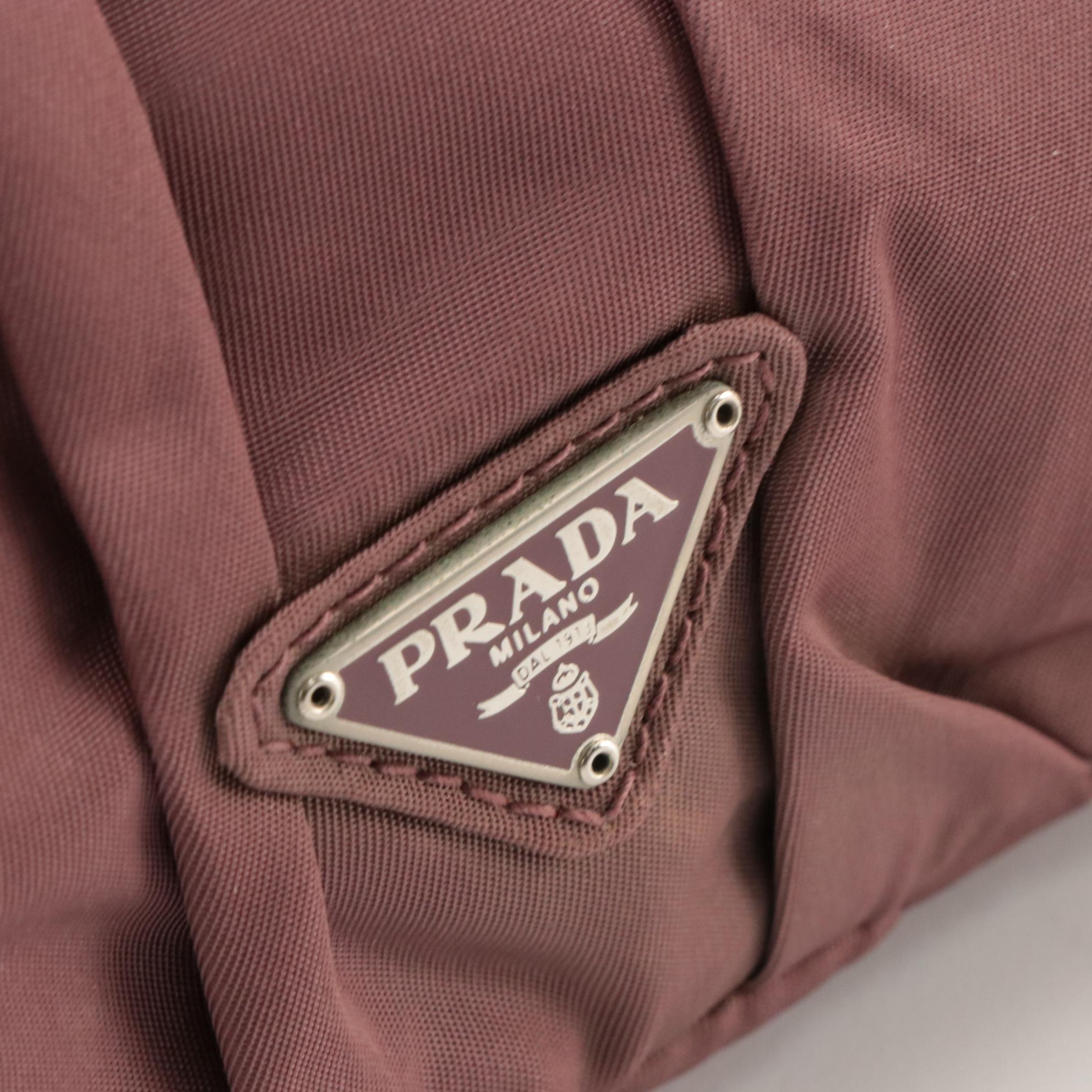 Prada Origami Pleated Clutch Bag in Dusty Mauve Tessuto Nylon