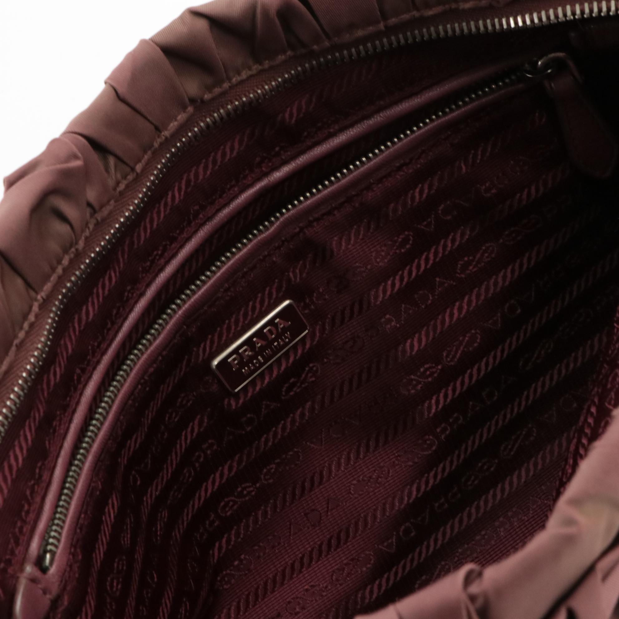 Prada Origami Pleated Clutch Bag in Dusty Mauve Tessuto Nylon