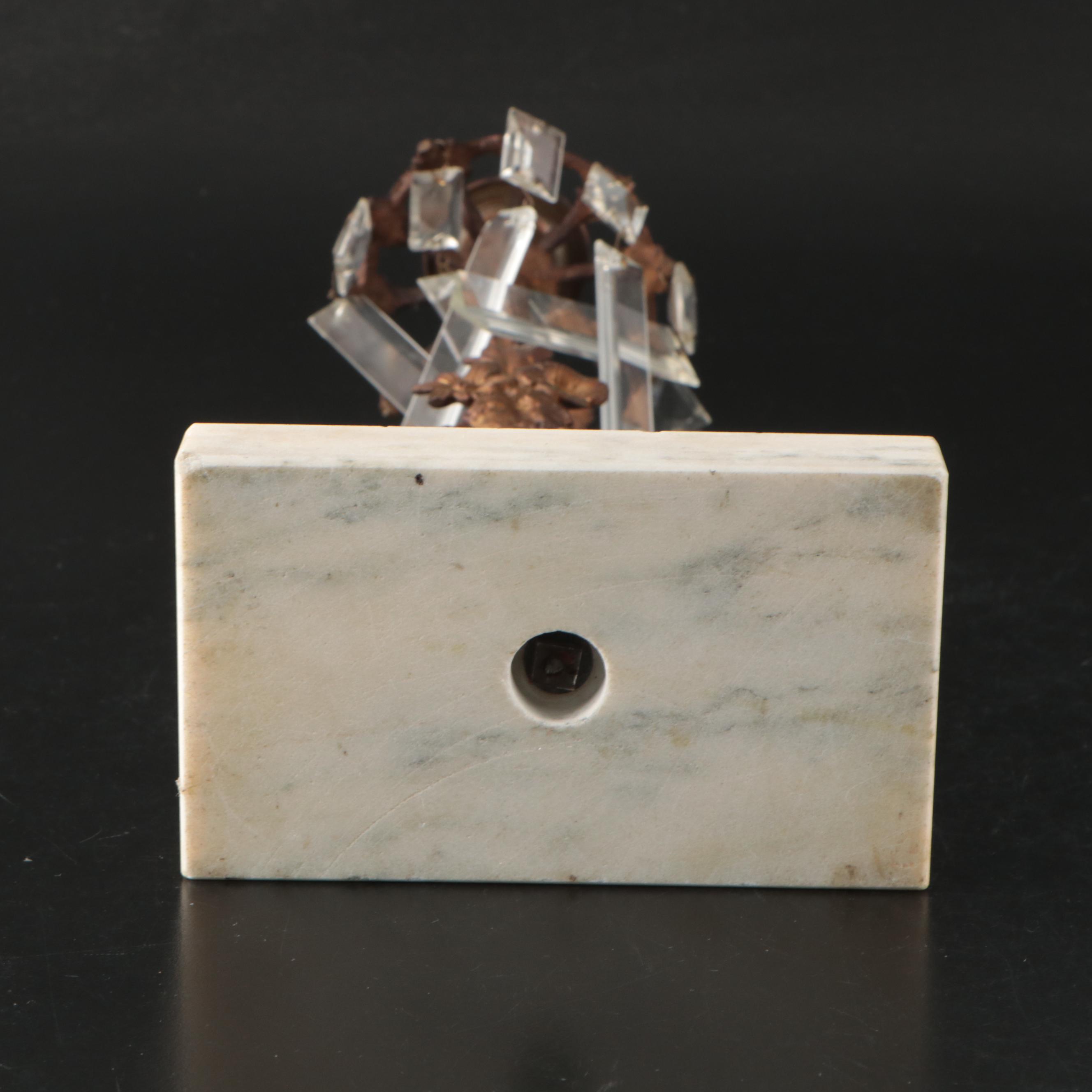 Victorian Gilt Metal Flower Basket Mantel Lusters, Mid to Late 19th Century