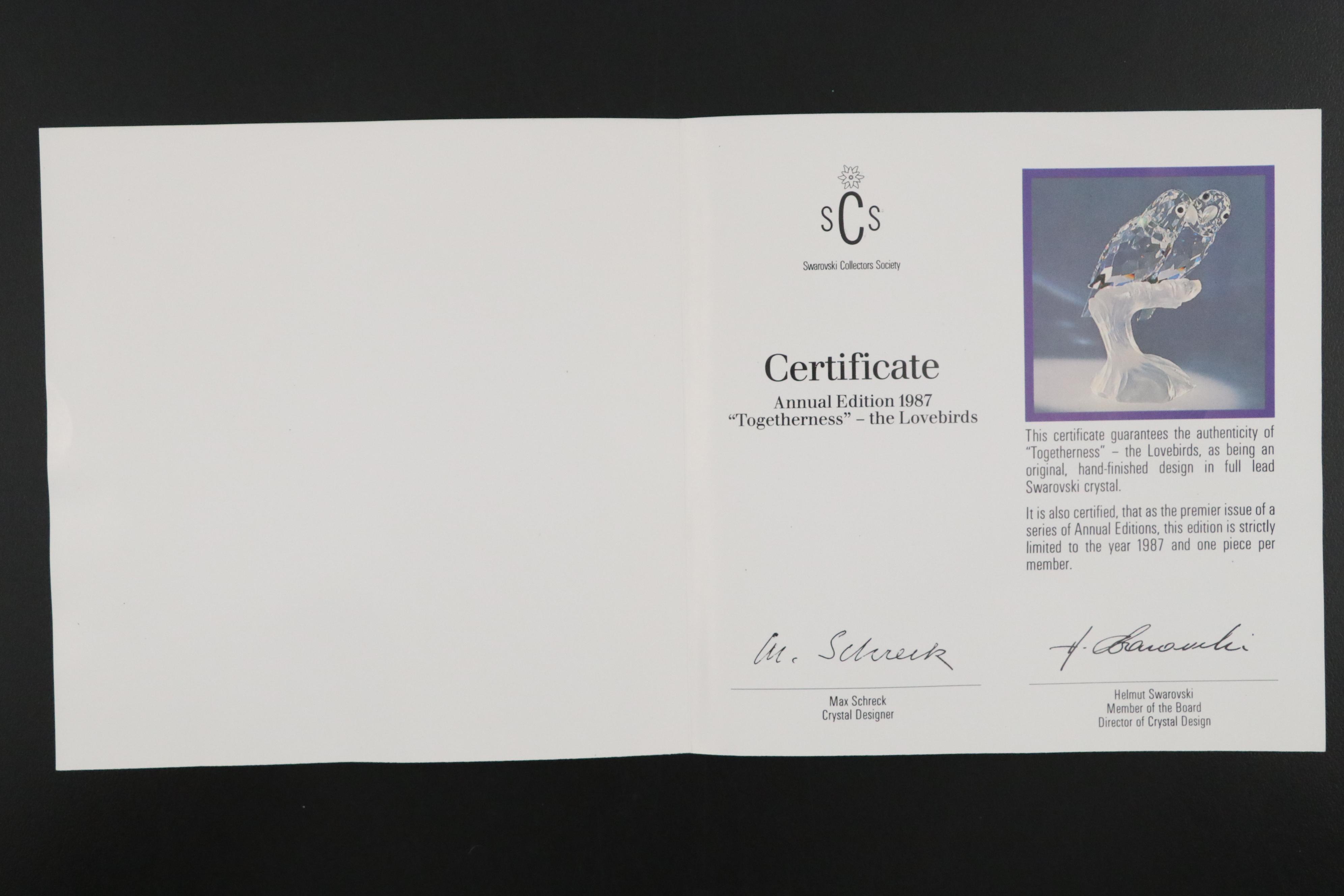 Swarovski Collectors Society Crystal Bird Figurines