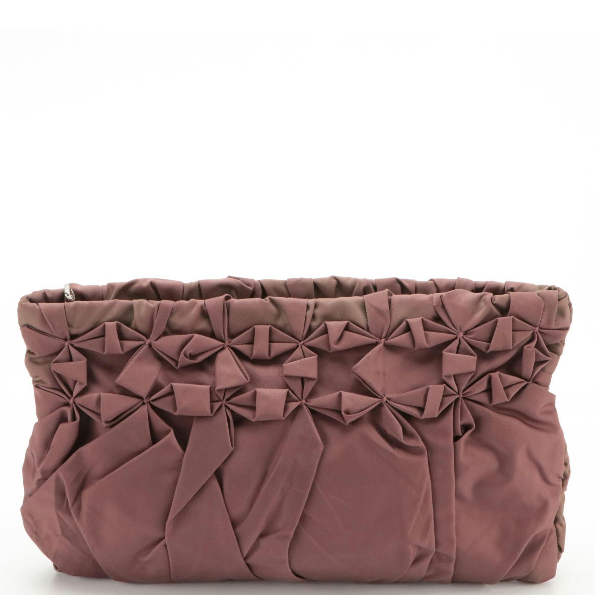 Prada Origami Pleated Clutch Bag in Dusty Mauve Tessuto Nylon