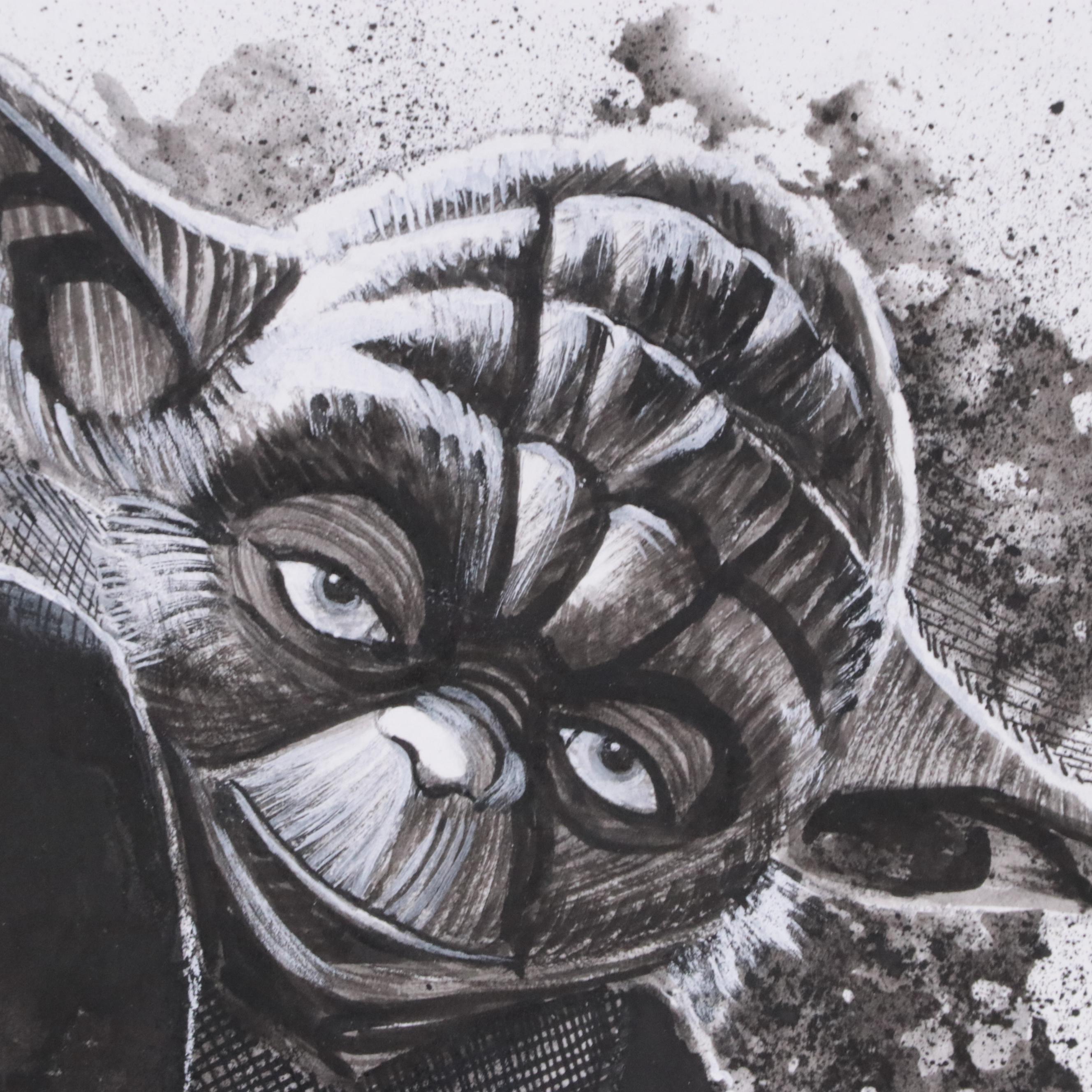 David Michael Beck Mixed Media Comic Illustration of Yoda