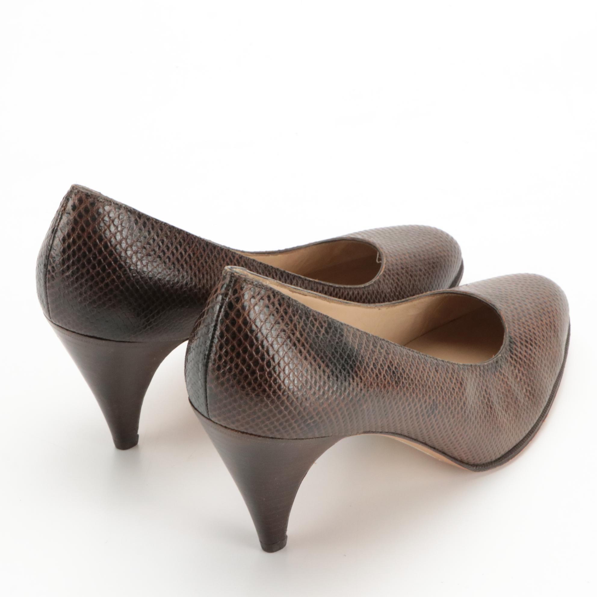 Salvatore Ferragamo Lizard and Snakeskin Pumps with Box