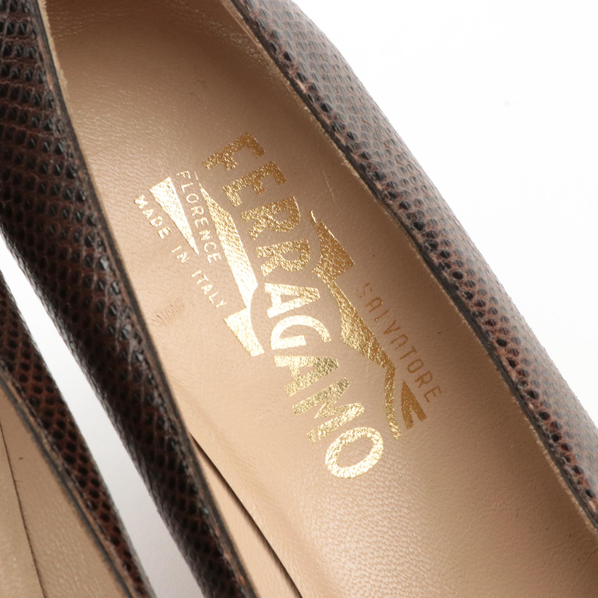 Salvatore Ferragamo Lizard and Snakeskin Pumps with Box