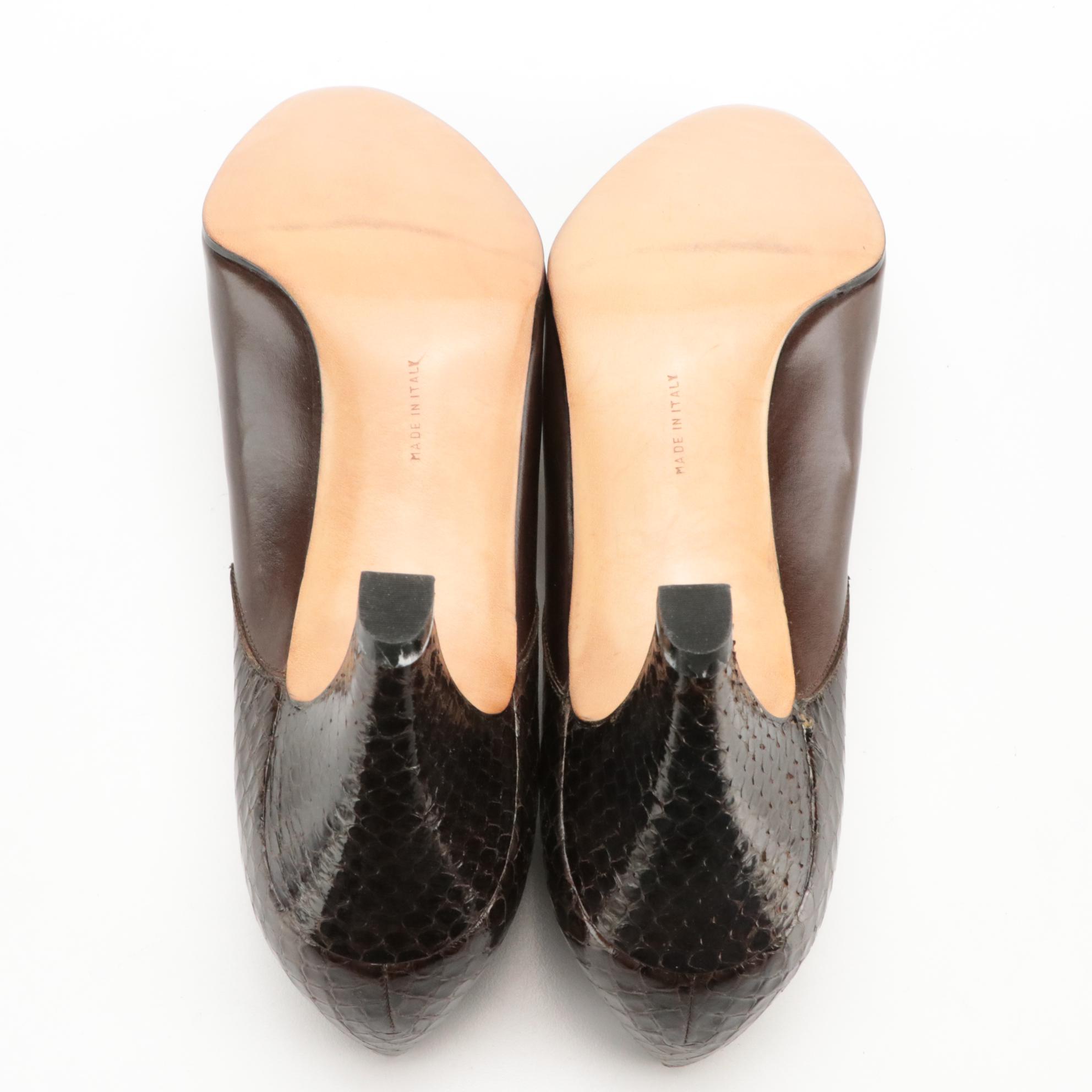 Salvatore Ferragamo Lizard and Snakeskin Pumps with Box