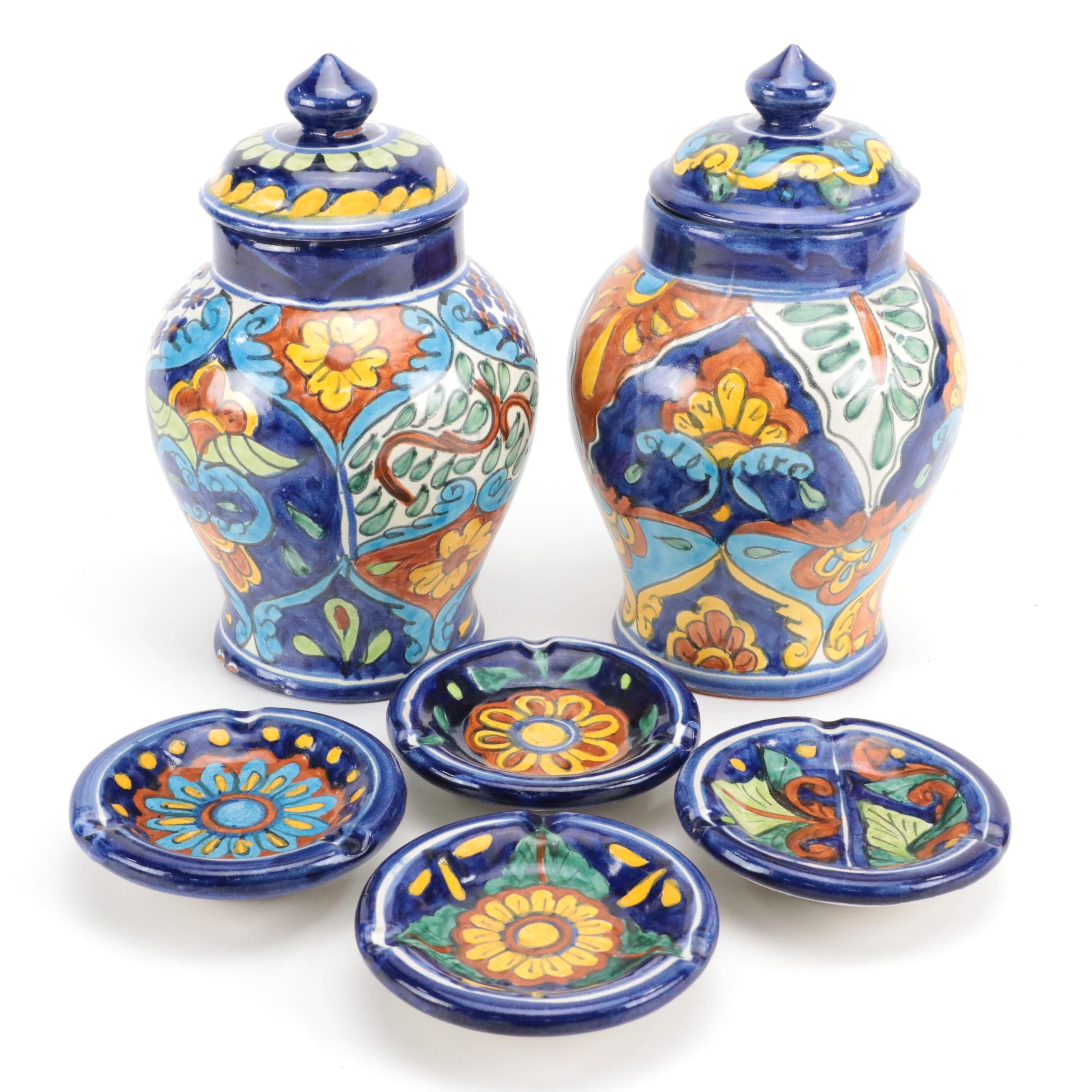 Talavera Faïence Ginger Jars and Ash Trays