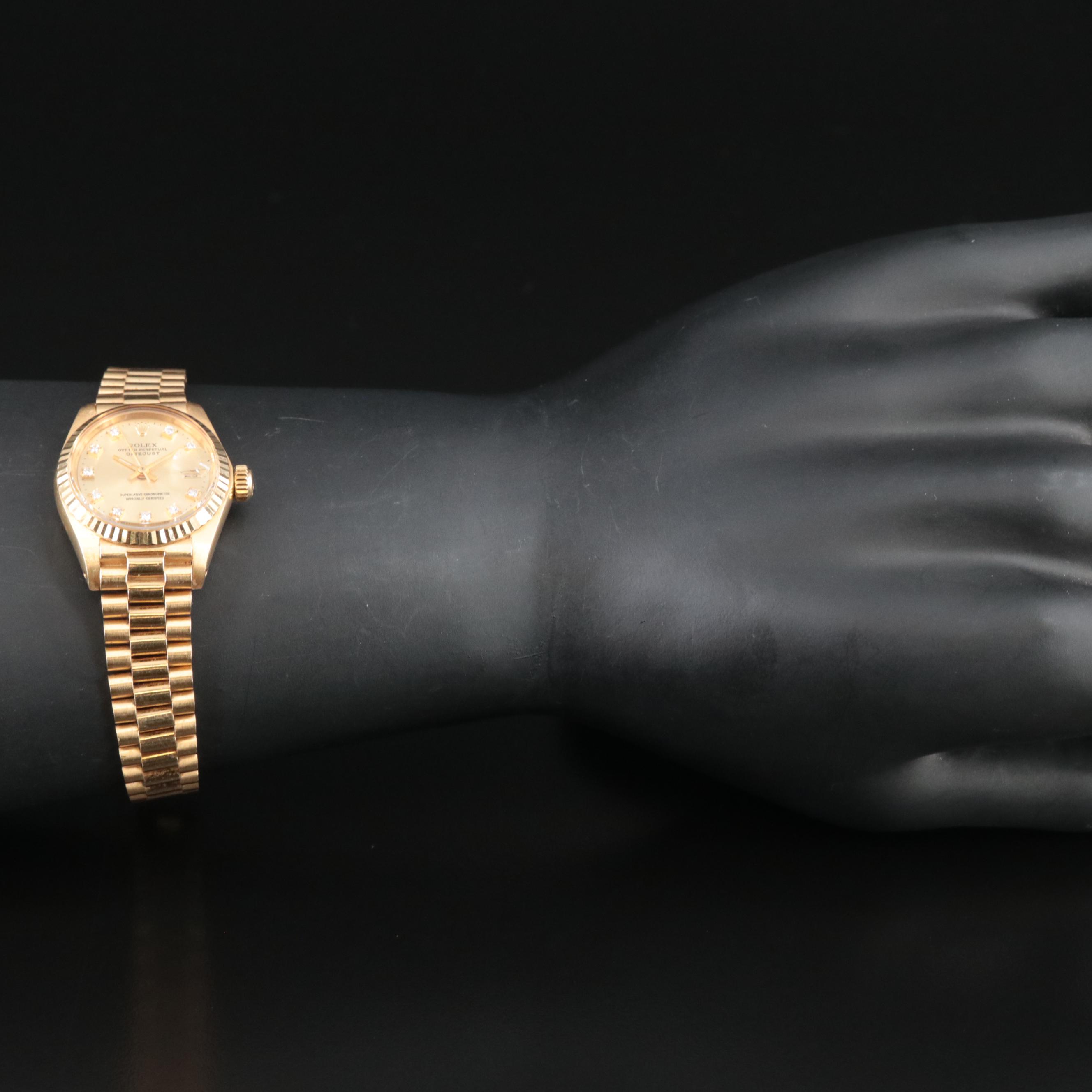 1982 Rolex Custom Diamond Dial Datejust President Band Watch