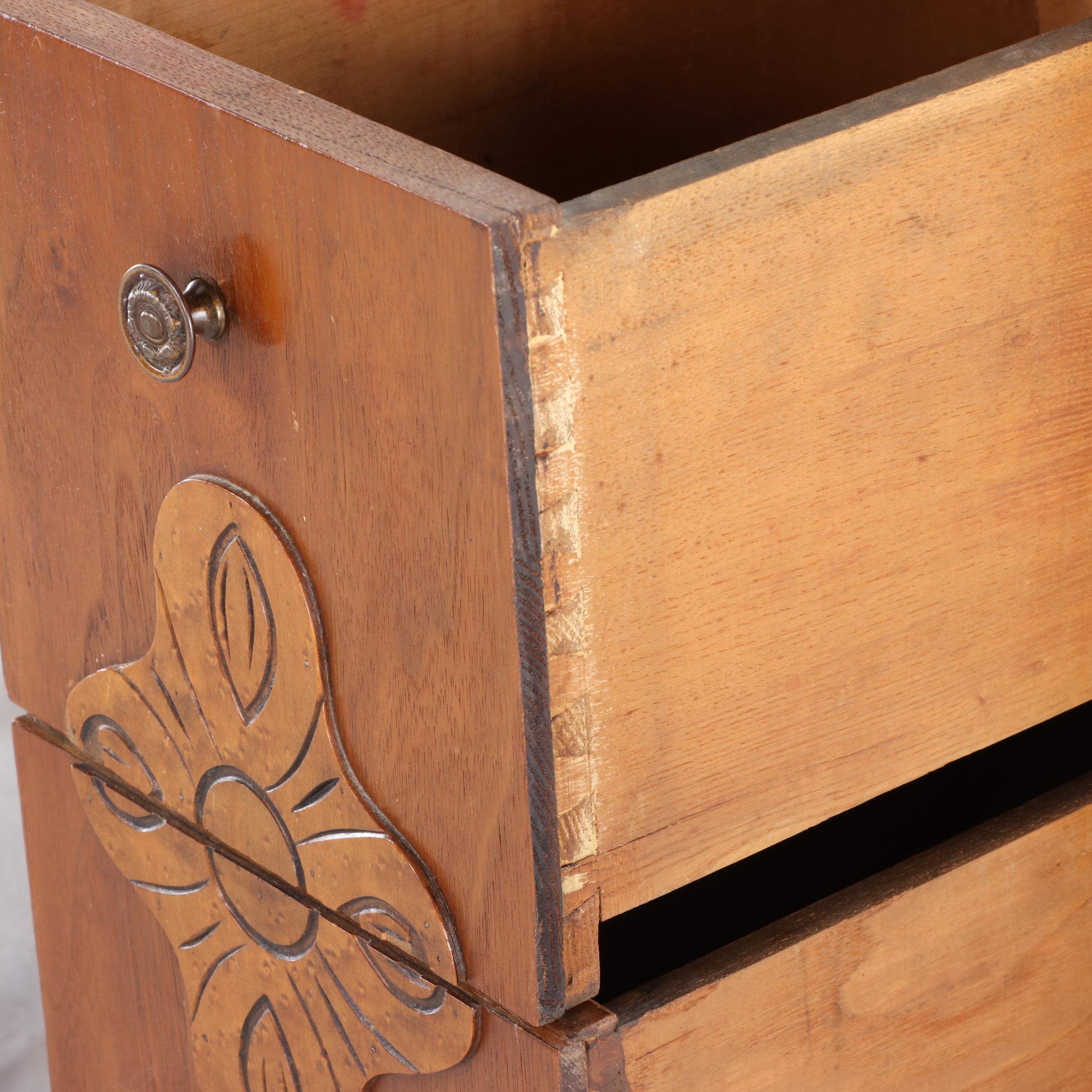 Webb Furniture Co. Renaissance Revival Walnut Vanity and Full Size Bed, c. 1930